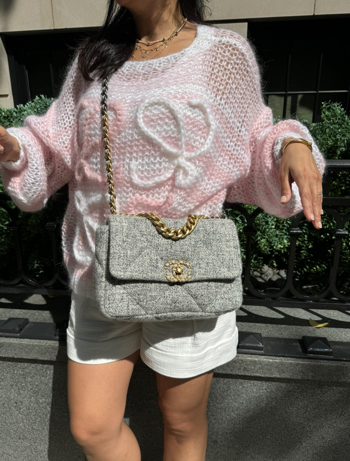 Chanel 19 Gray Ecru Tweed Small Flapbag