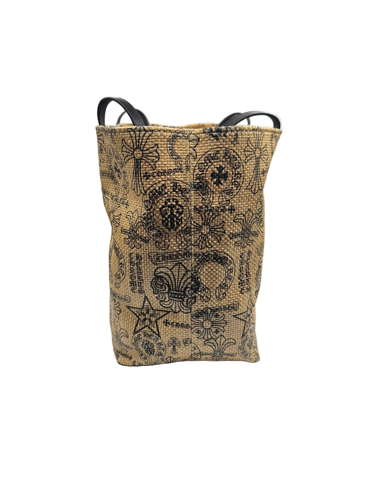 Chrome Hearts Beige and Black Raffia Tote Bag