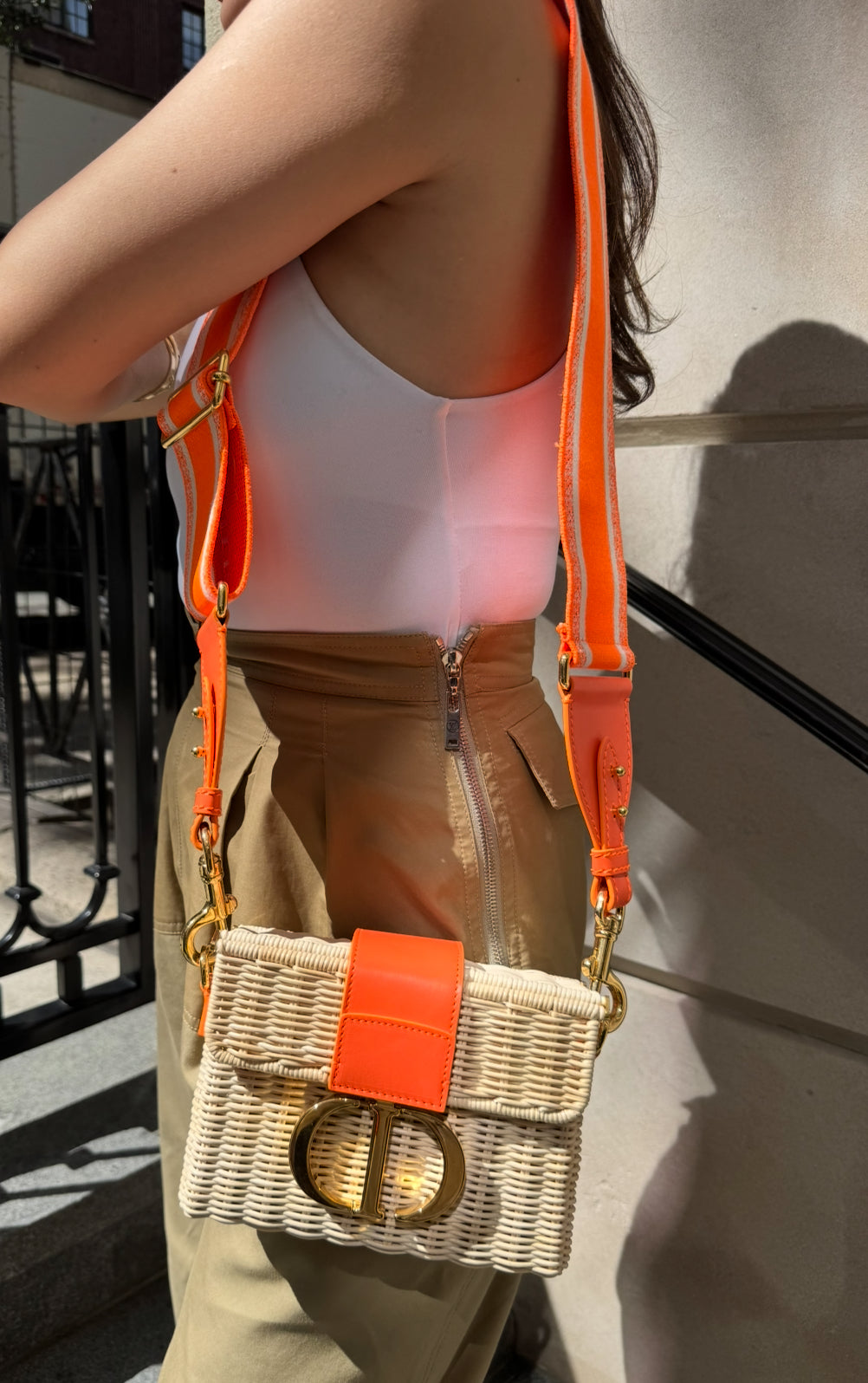 Dior Orange Wicker 30 Montaigne Bag