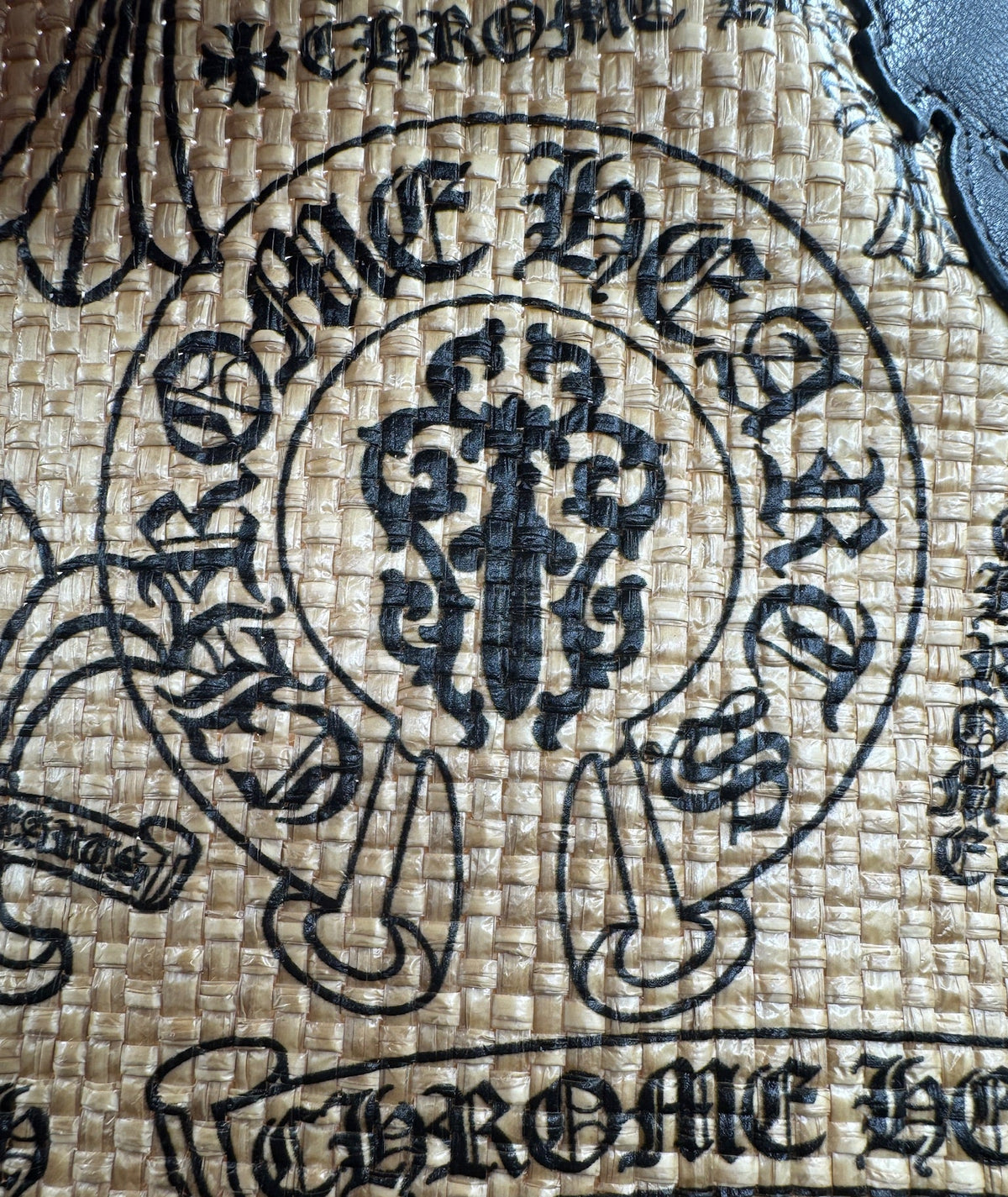 Chrome Hearts Beige and Black Raffia Tote Bag