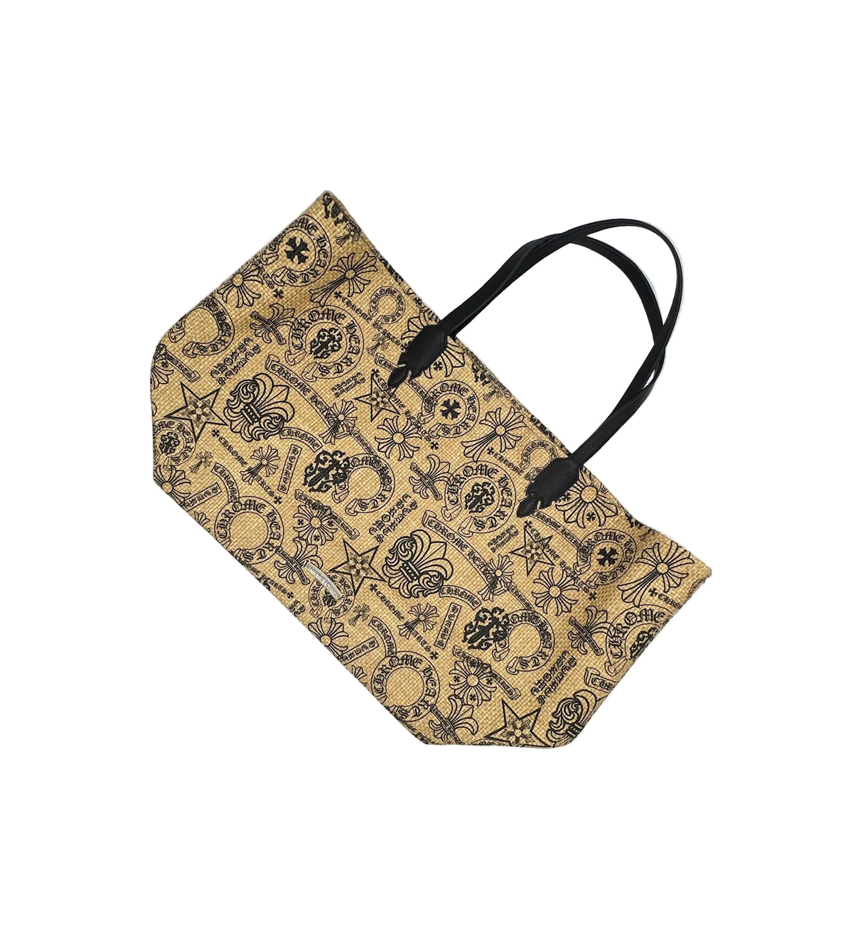 Chrome Hearts Beige and Black Raffia Tote Bag
