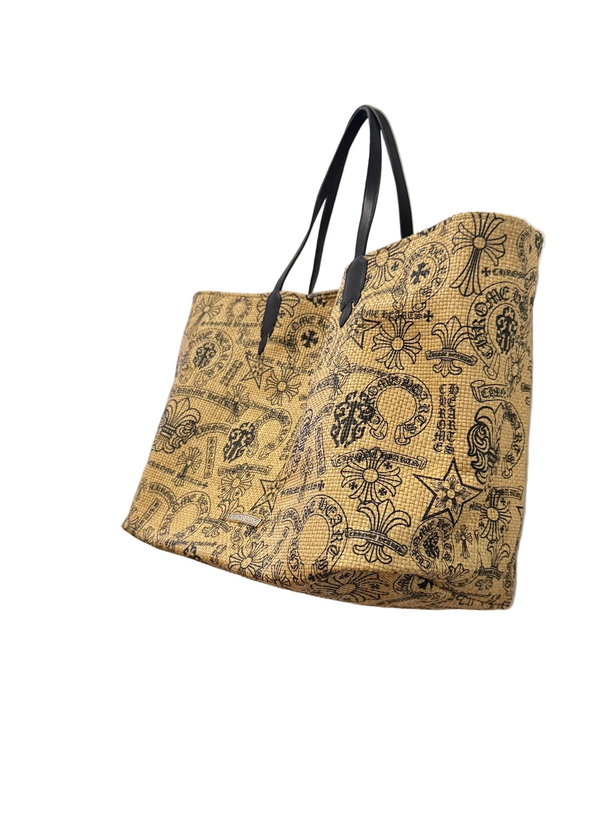 Chrome Hearts Beige and Black Raffia Tote Bag