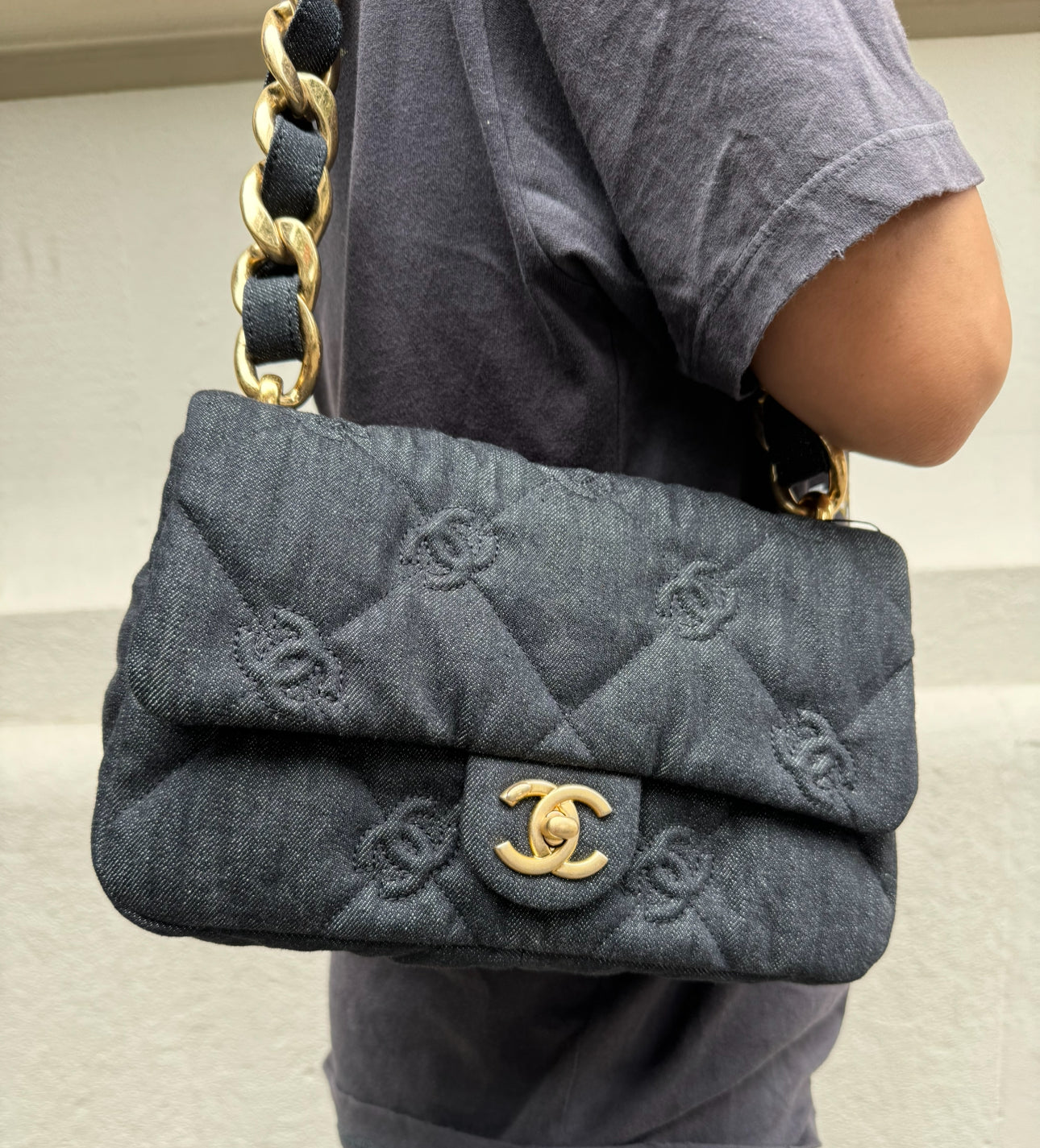 Chanel Black Denim CC Funky Town Flapbag
