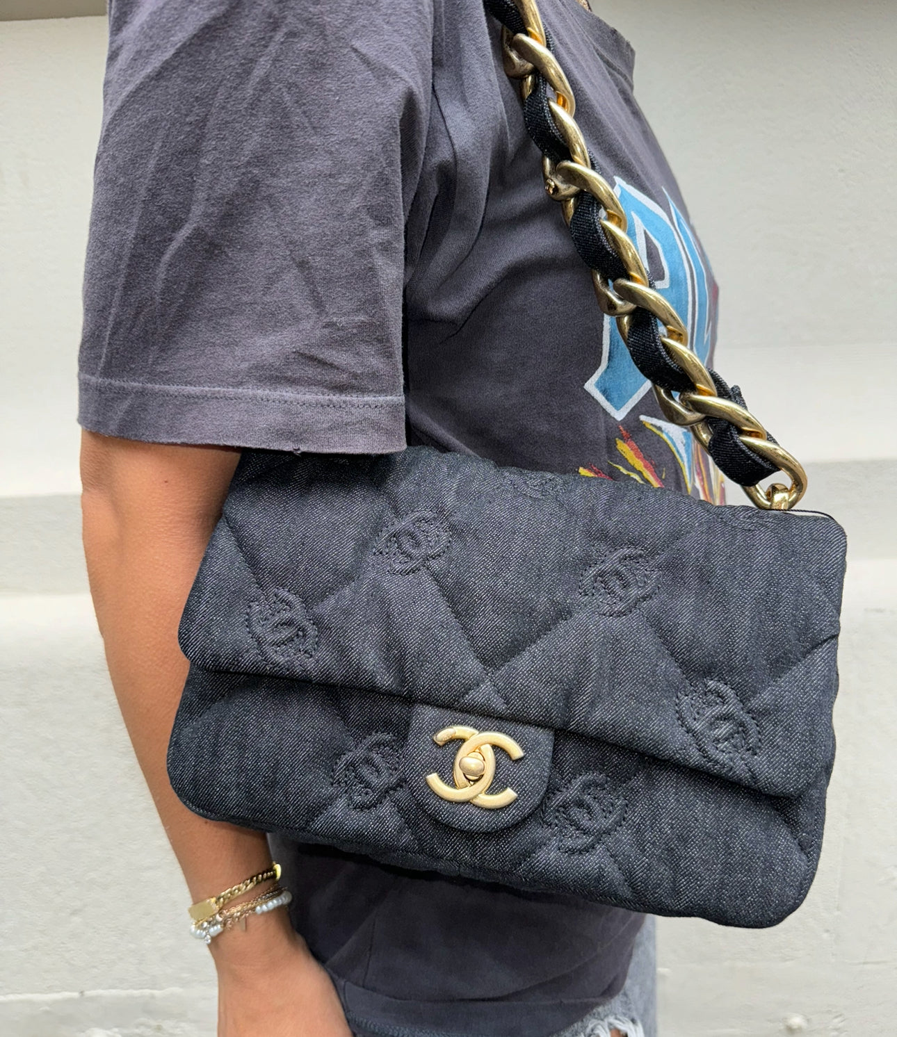 Chanel Black Denim CC Funky Town Flapbag