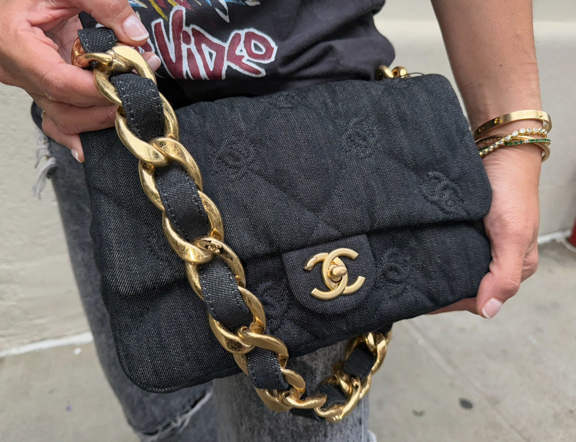 Chanel Black Denim CC Funky Town Flapbag