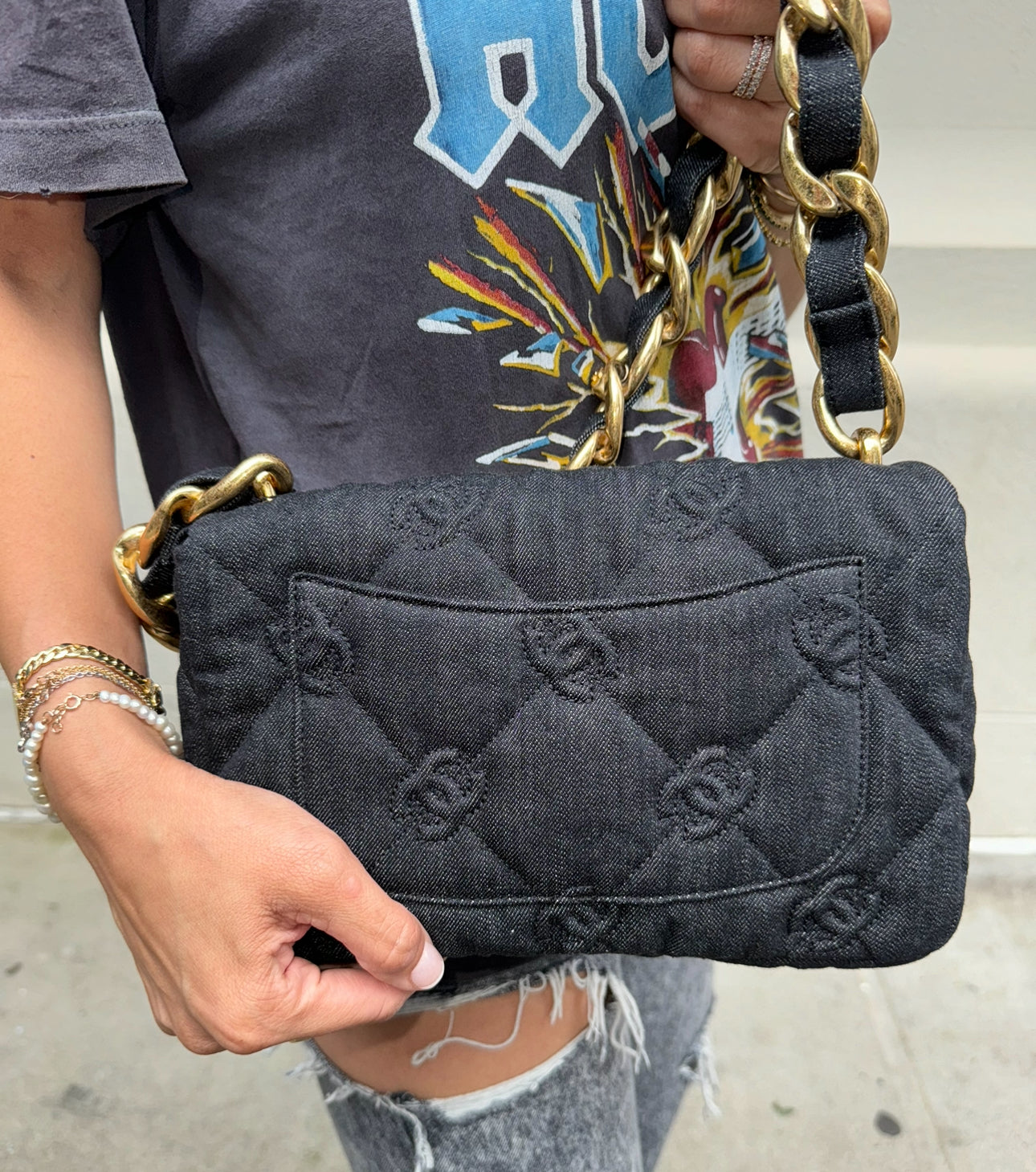 Chanel Black Denim CC Funky Town Flapbag