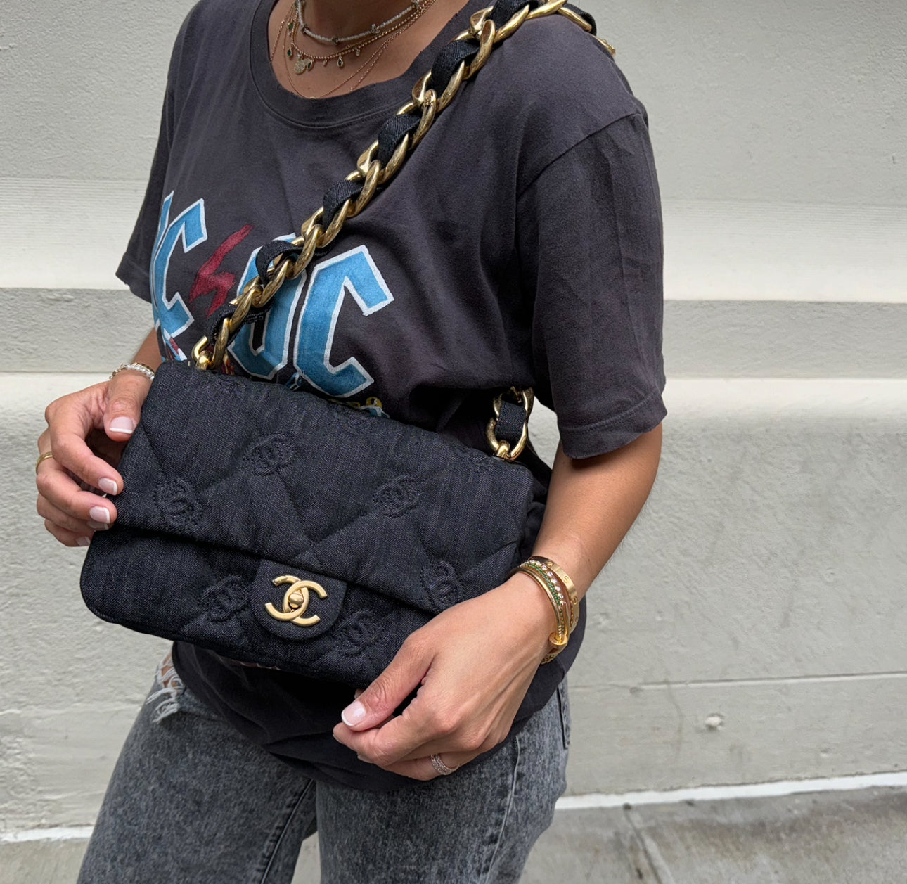 Chanel Black Denim CC Funky Town Flapbag