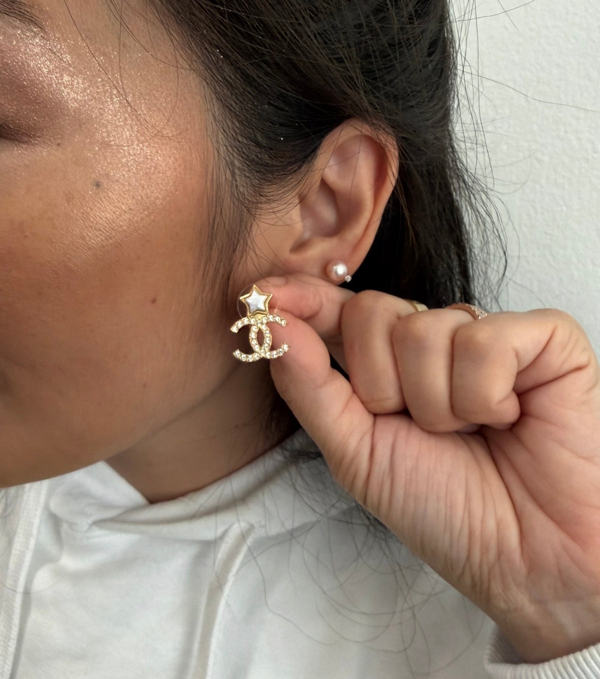 CHANEL Gold Star and CC Stud Earrings