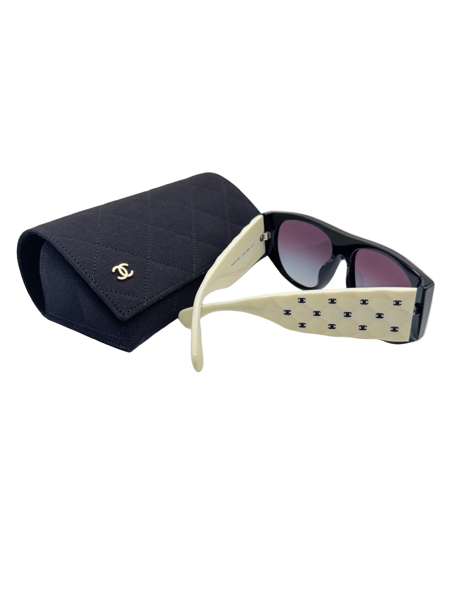 Chanel Black and White Quilted Sunglasses