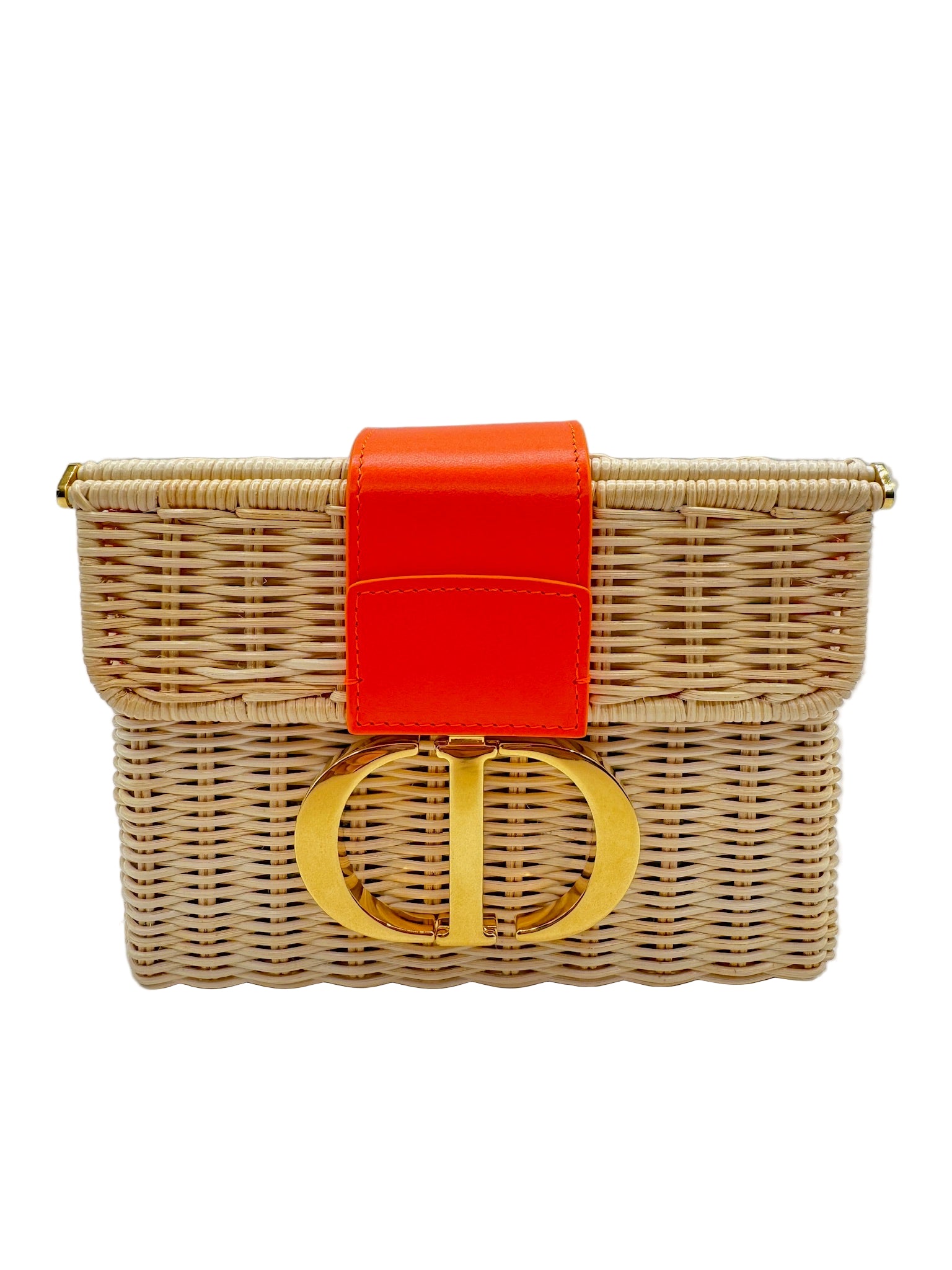 Dior Orange Wicker 30 Montaigne Bag