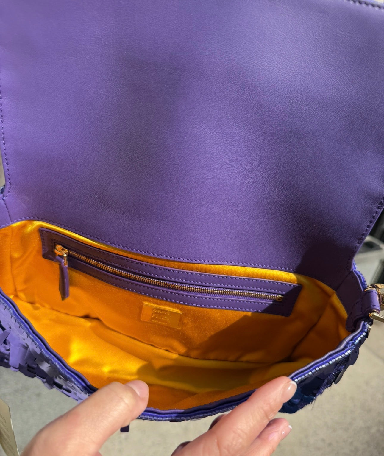 Fendi Purple Sequin Baguette