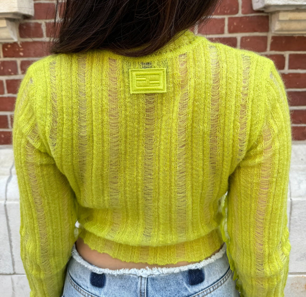 Fendi Lime Green Long Sleeve Top