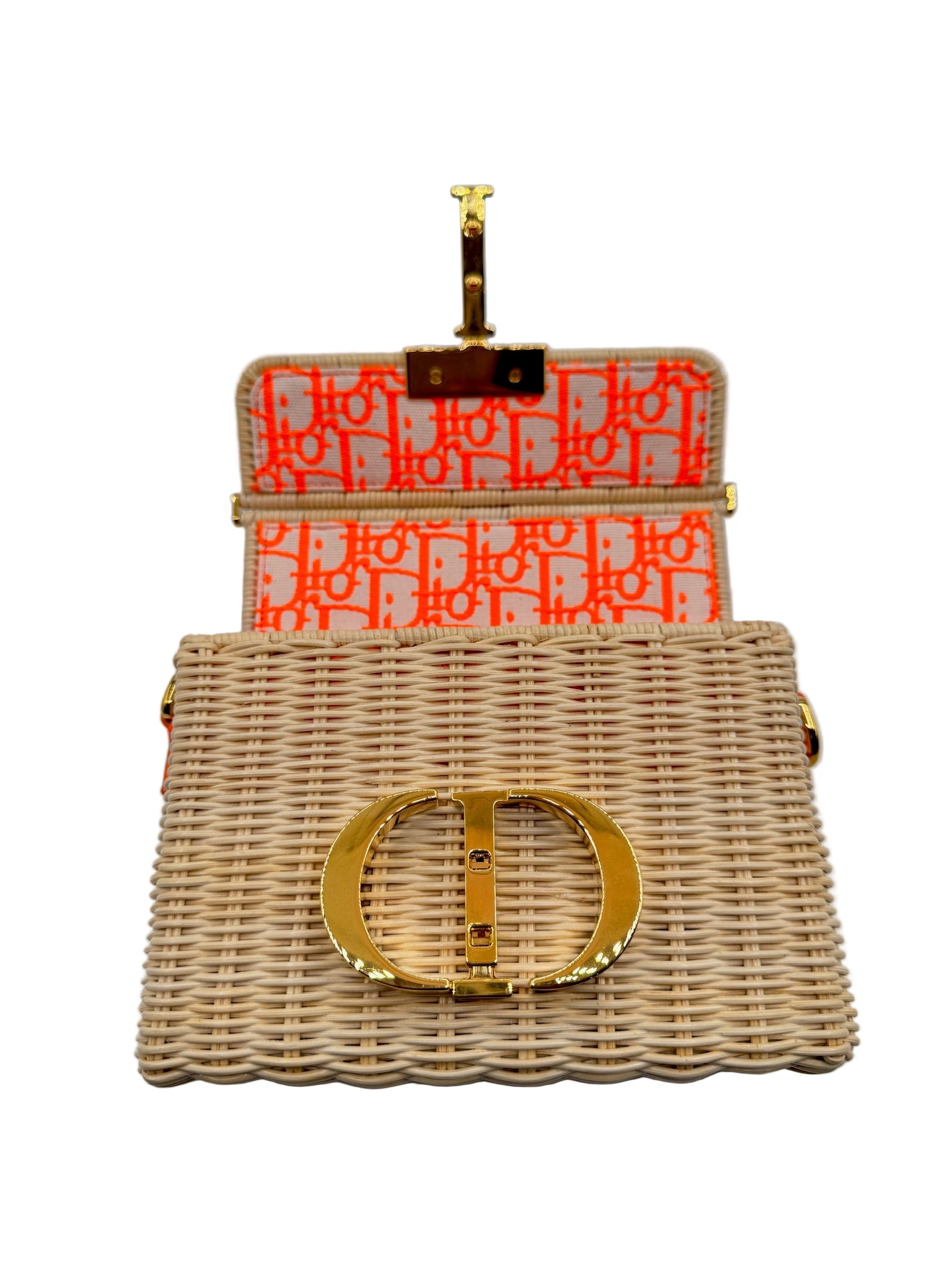Dior Orange Wicker 30 Montaigne Bag