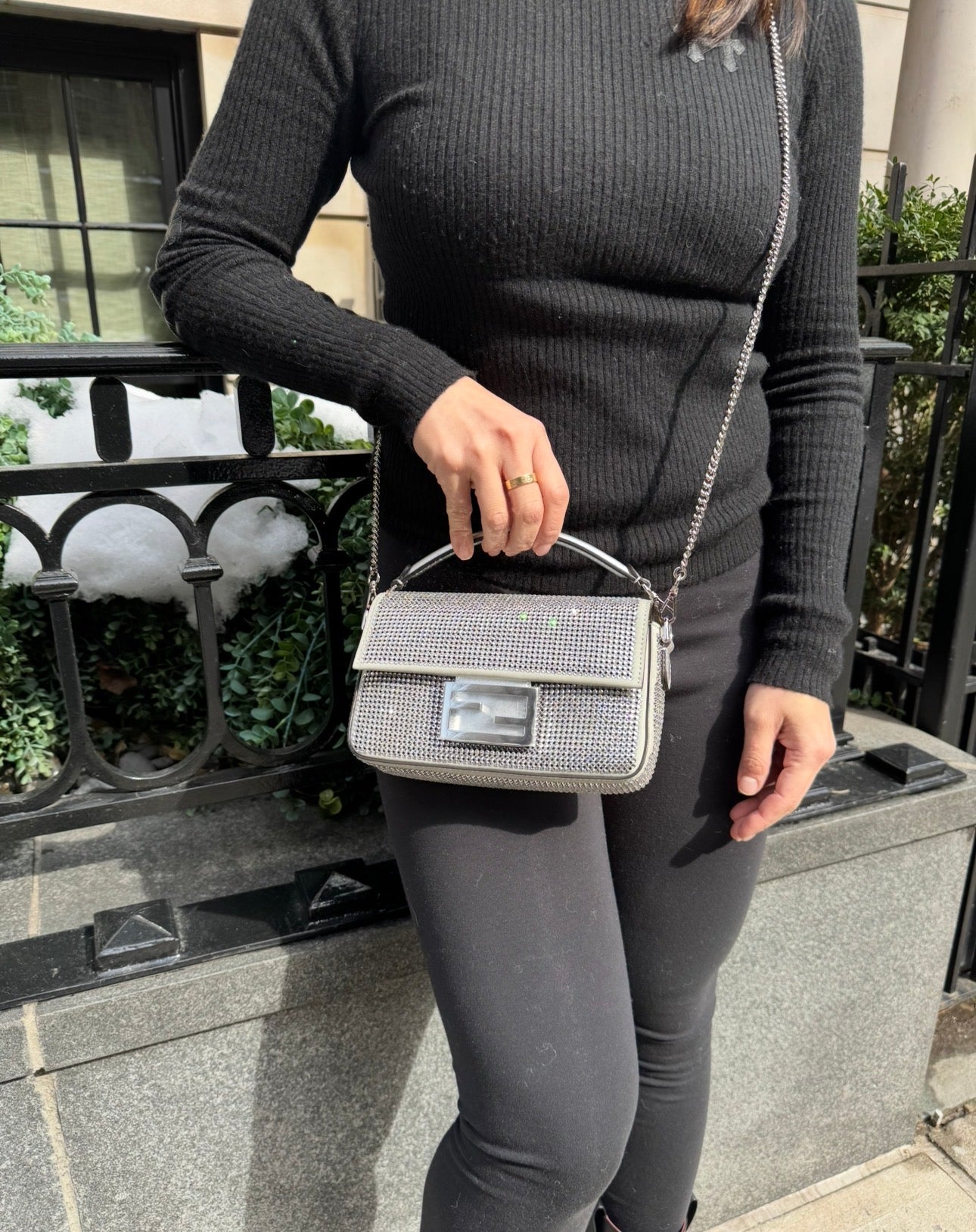 Fendi Mini Silver Crystals Baguette