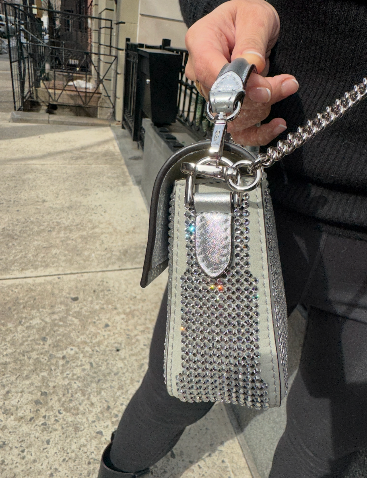 Fendi Mini Silver Crystals Baguette
