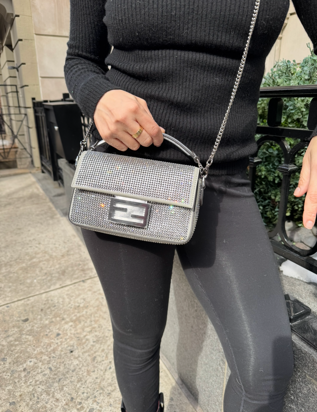 Fendi Mini Silver Crystals Baguette