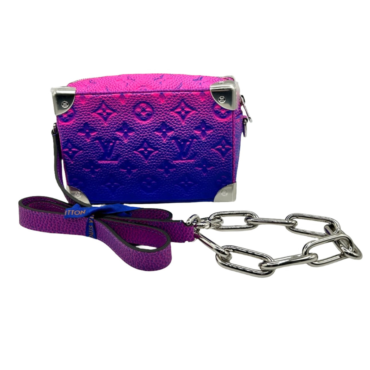 Louis Vuitton x Virgil Abloh Blue and Pink Monogram Mini Soft Trunk