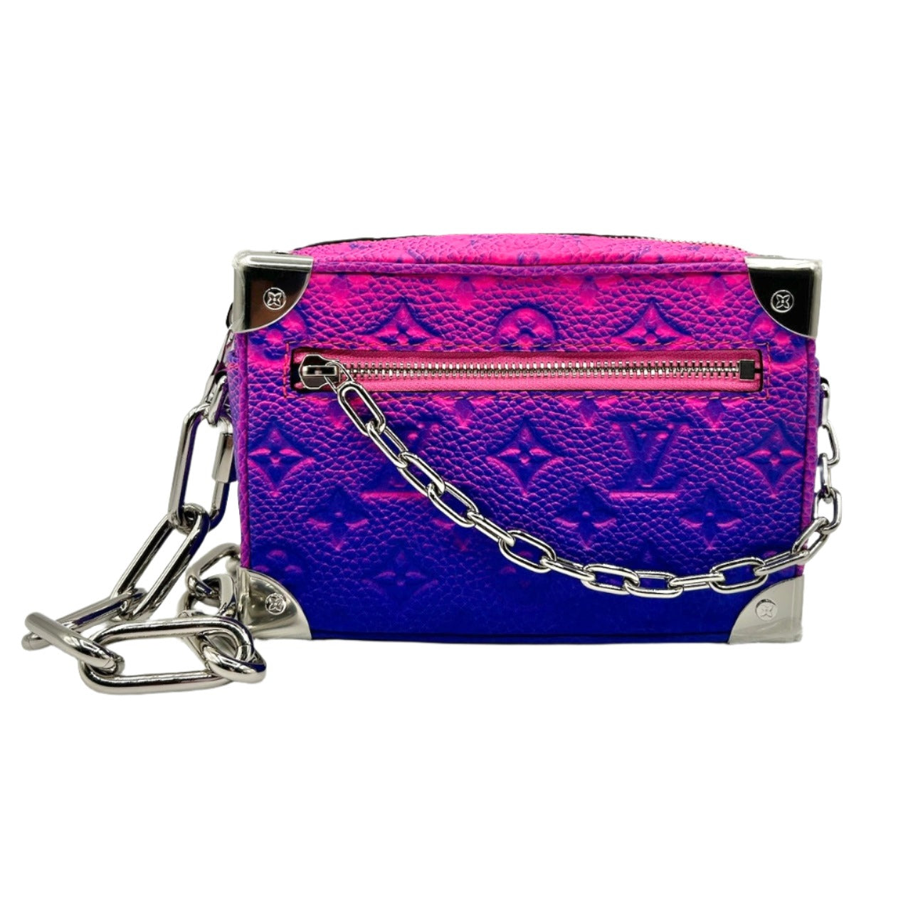 Louis Vuitton x Virgil Abloh Blue and Pink Monogram Mini Soft Trunk