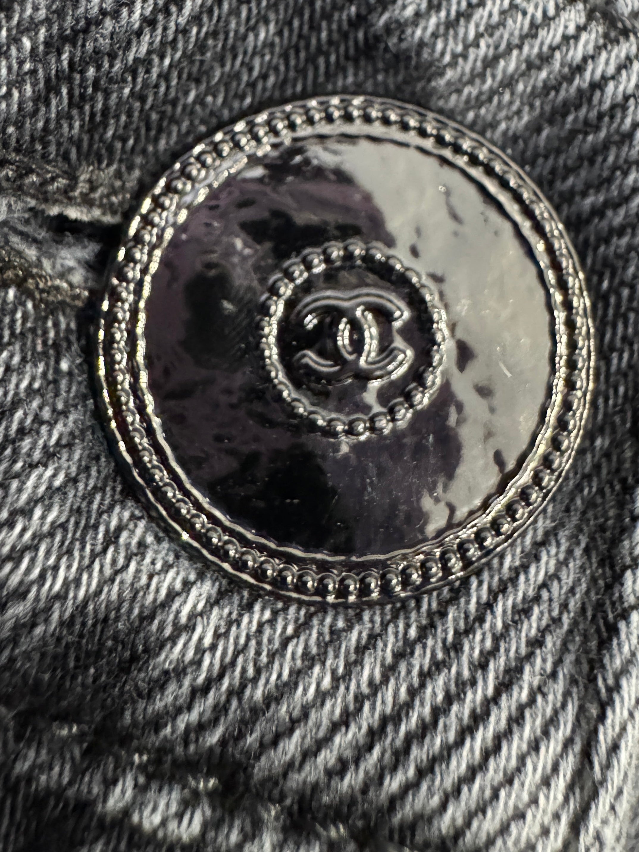 Chanel Black Denim Wide Leg Jeans with CC Logos