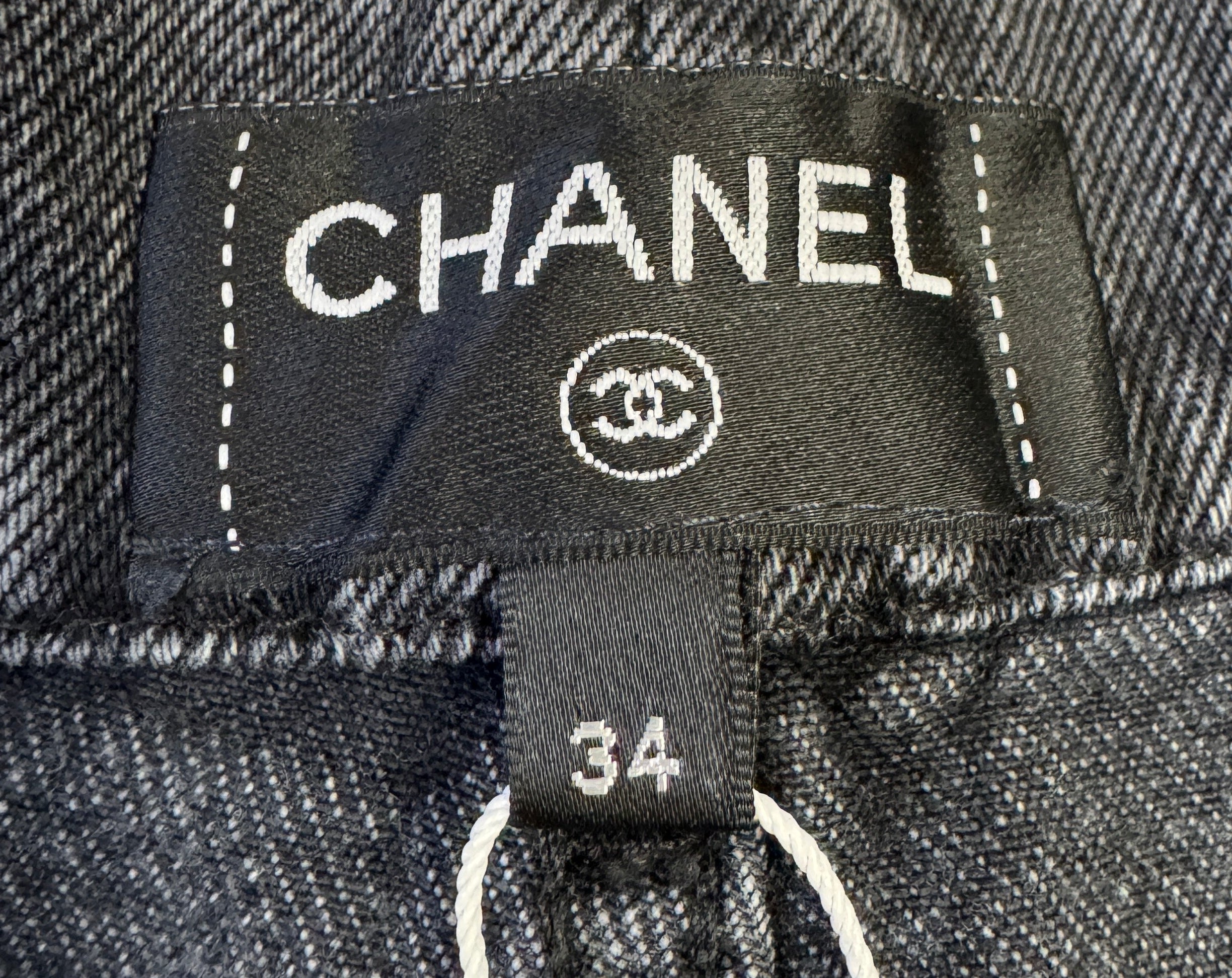 Chanel Black Denim Wide Leg Jeans with CC Logos