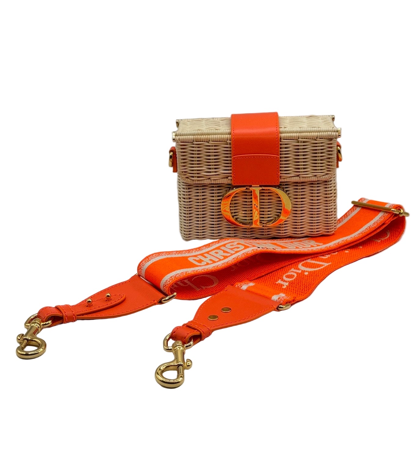 Dior Orange Wicker 30 Montaigne Bag