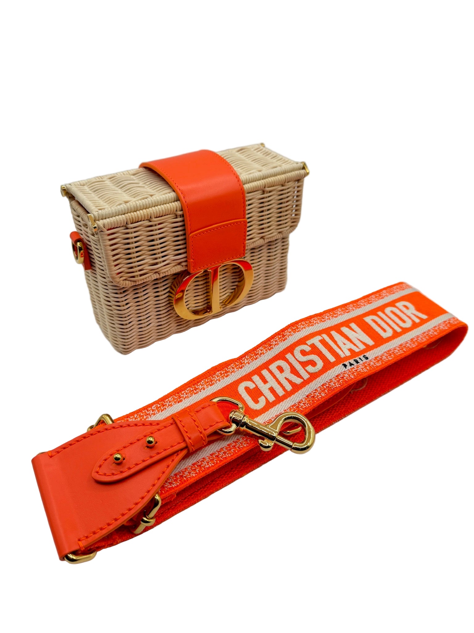 Dior Orange Wicker 30 Montaigne Bag