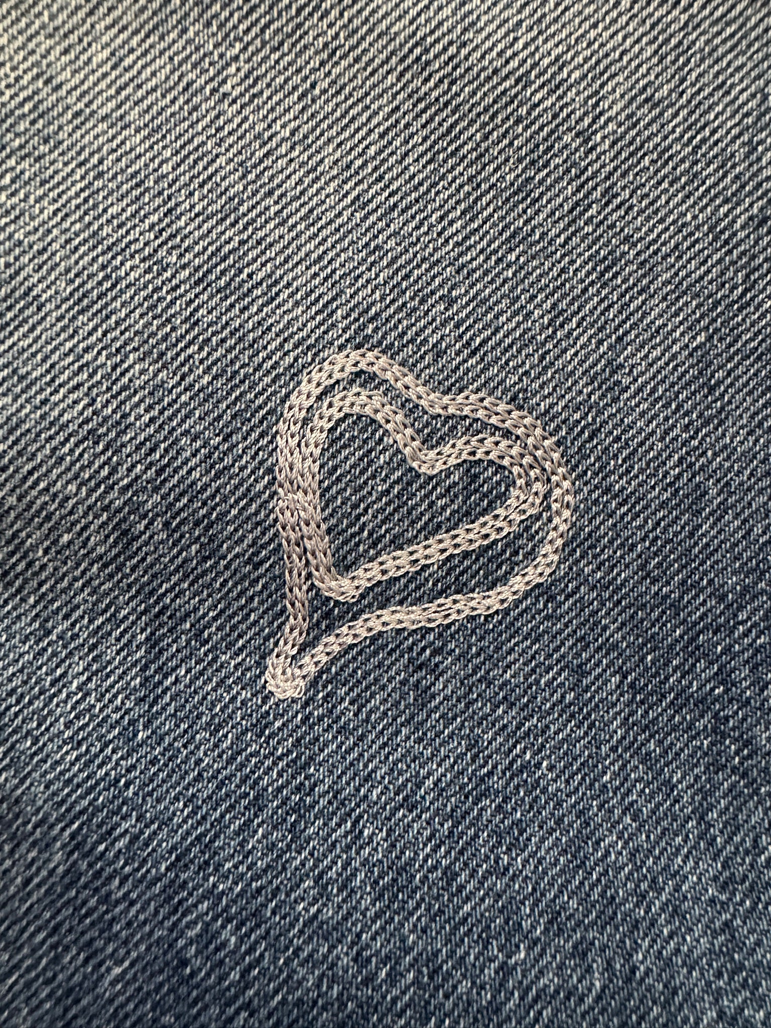 Chanel Blue Denim Jeans with Heart Embroidery