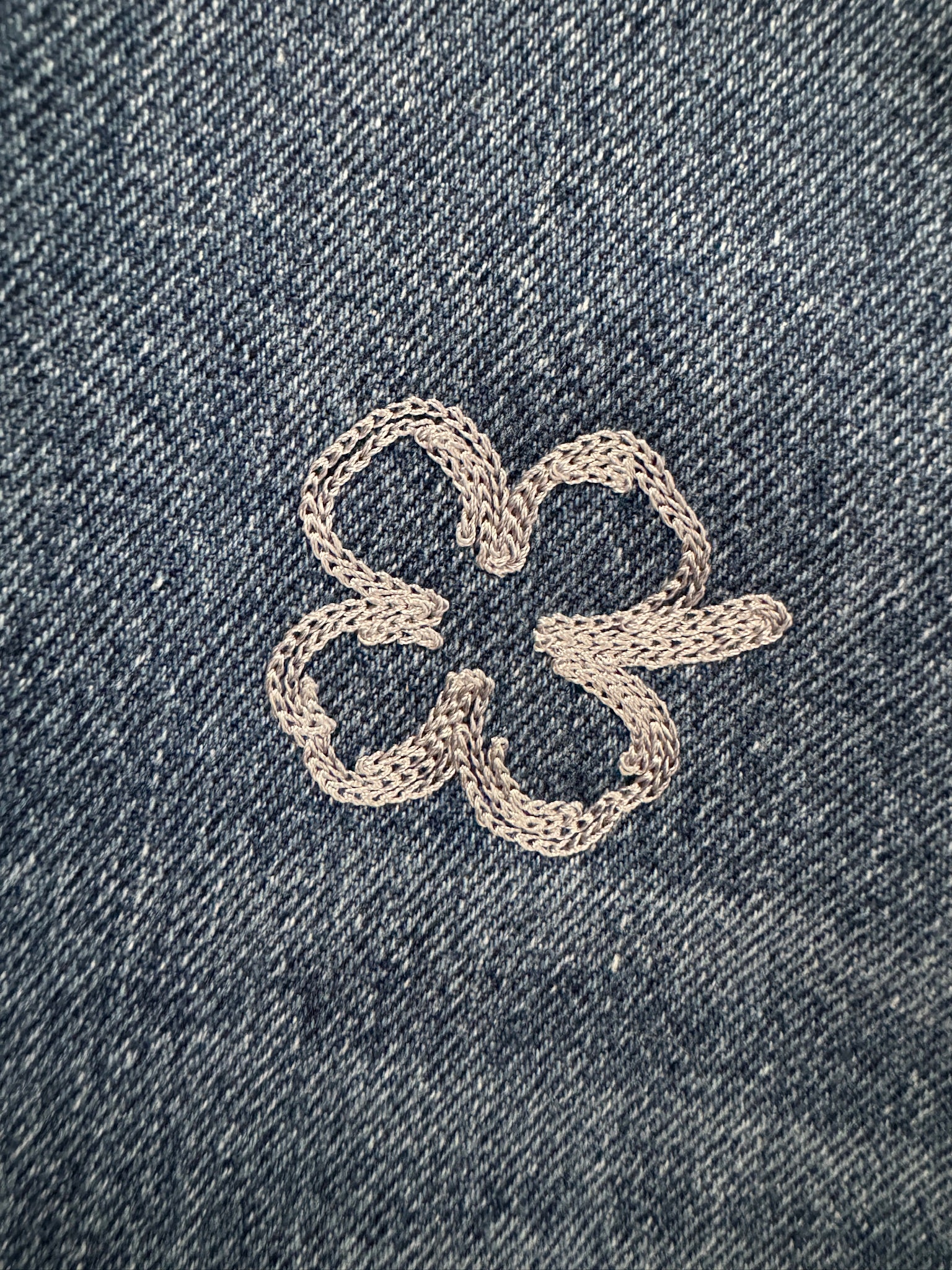 Chanel Blue Denim Jeans with Heart Embroidery
