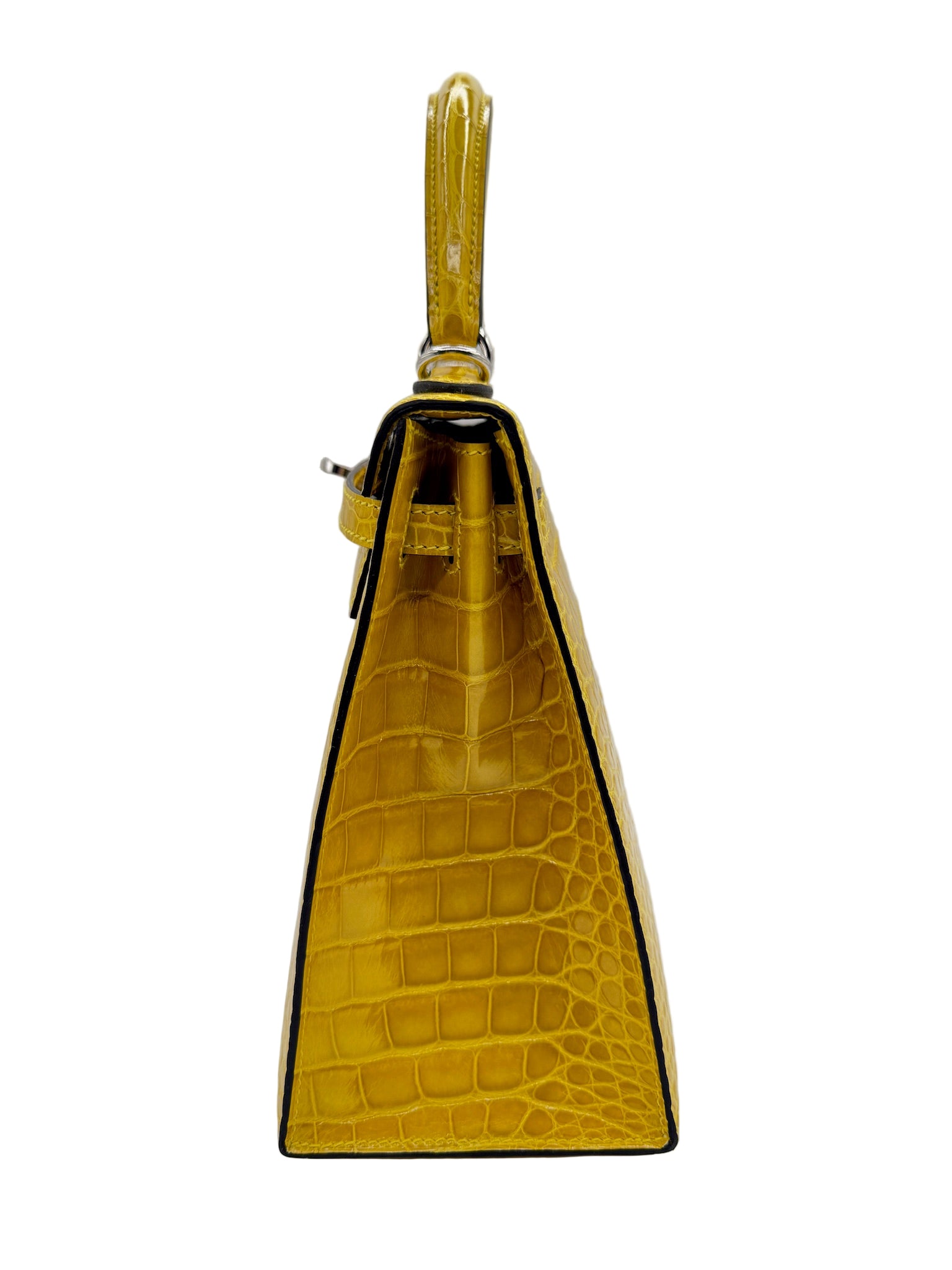 Hermès Kelly 25 Mimosa Yellow Alligator Palladium Hardware