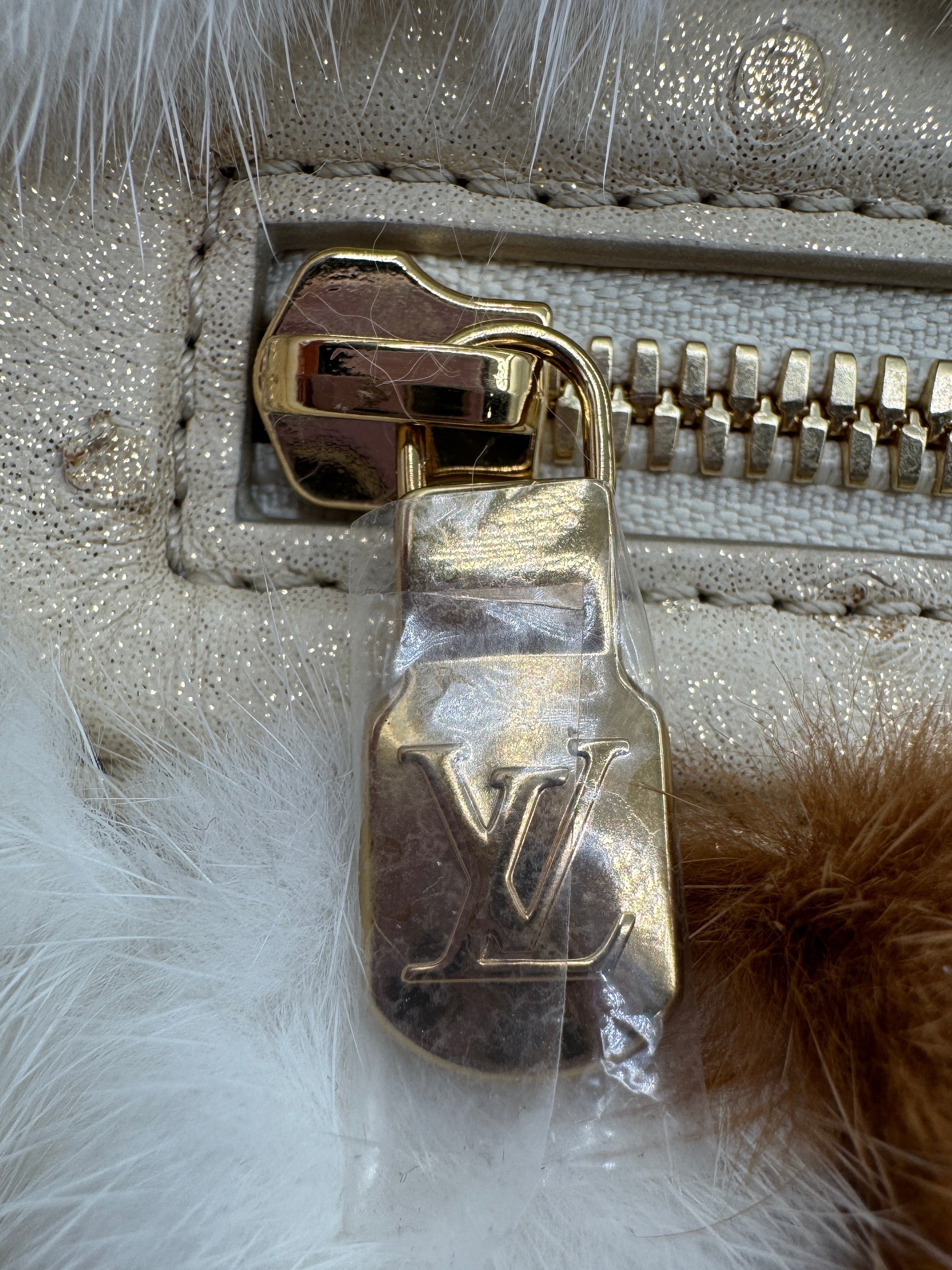 Louis Vuitton X Takashi Murakami White Mink Bumbag With Ostrich and Multicolors Monogram