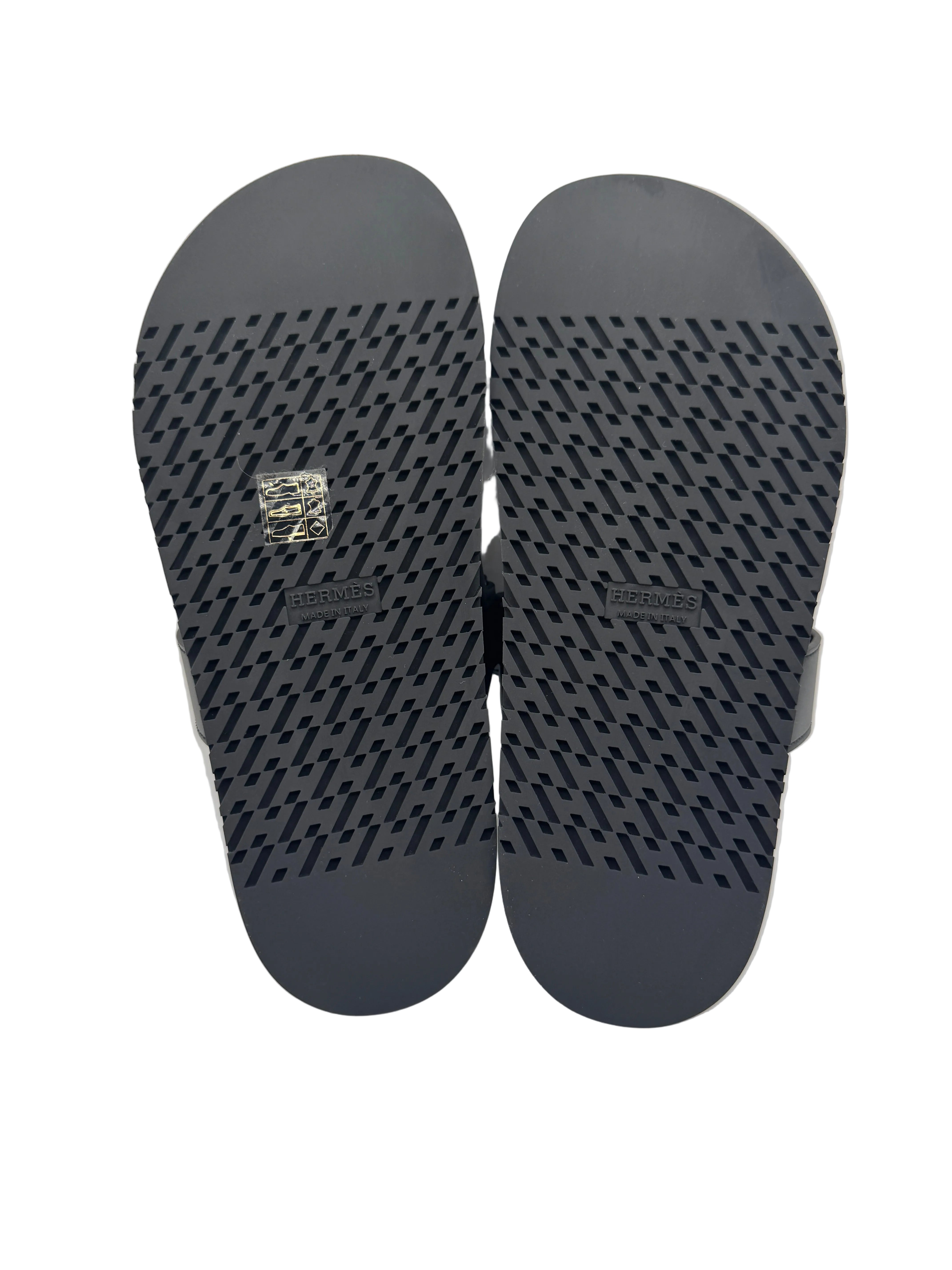 Hermès Black Chypre Sandals with Stars Embroidered