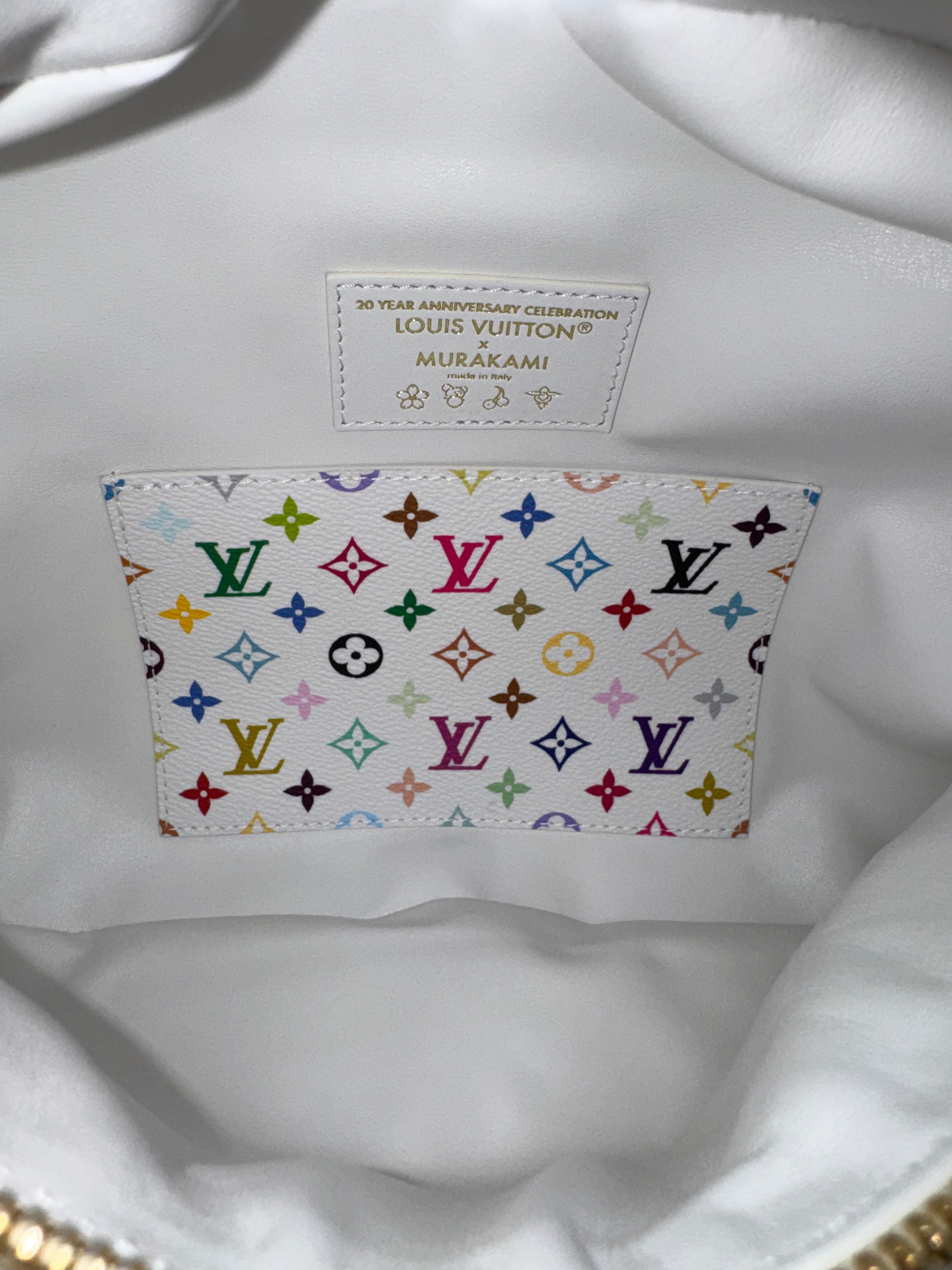 Louis Vuitton X Takashi Murakami White Mink Bumbag With Ostrich and Multicolors Monogram