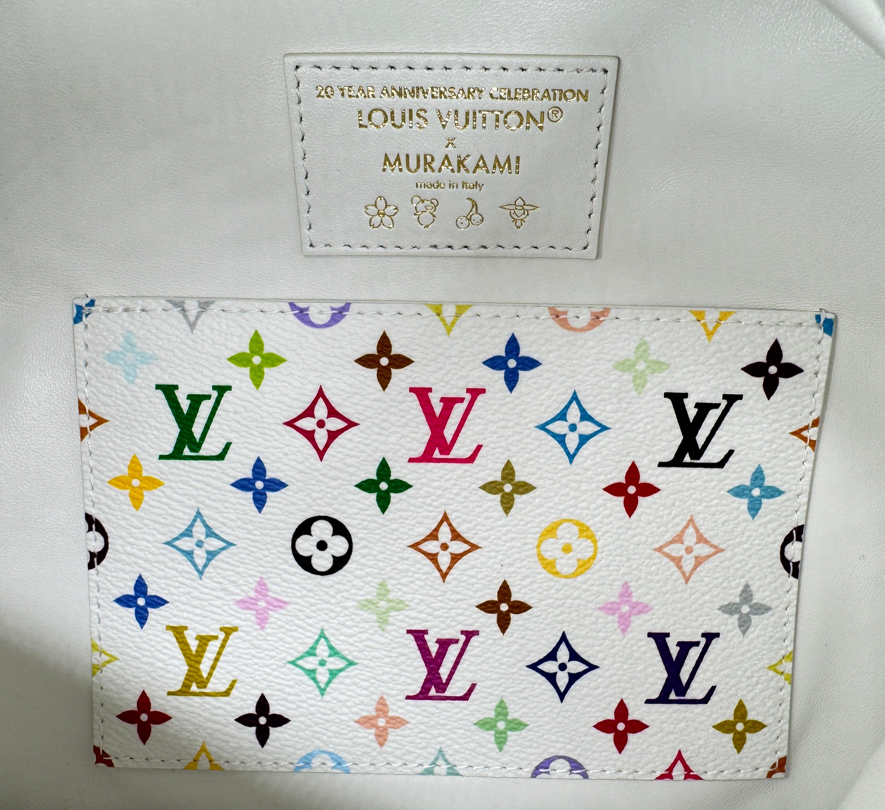 Louis Vuitton X Takashi Murakami White Mink Bumbag With Ostrich and Multicolors Monogram