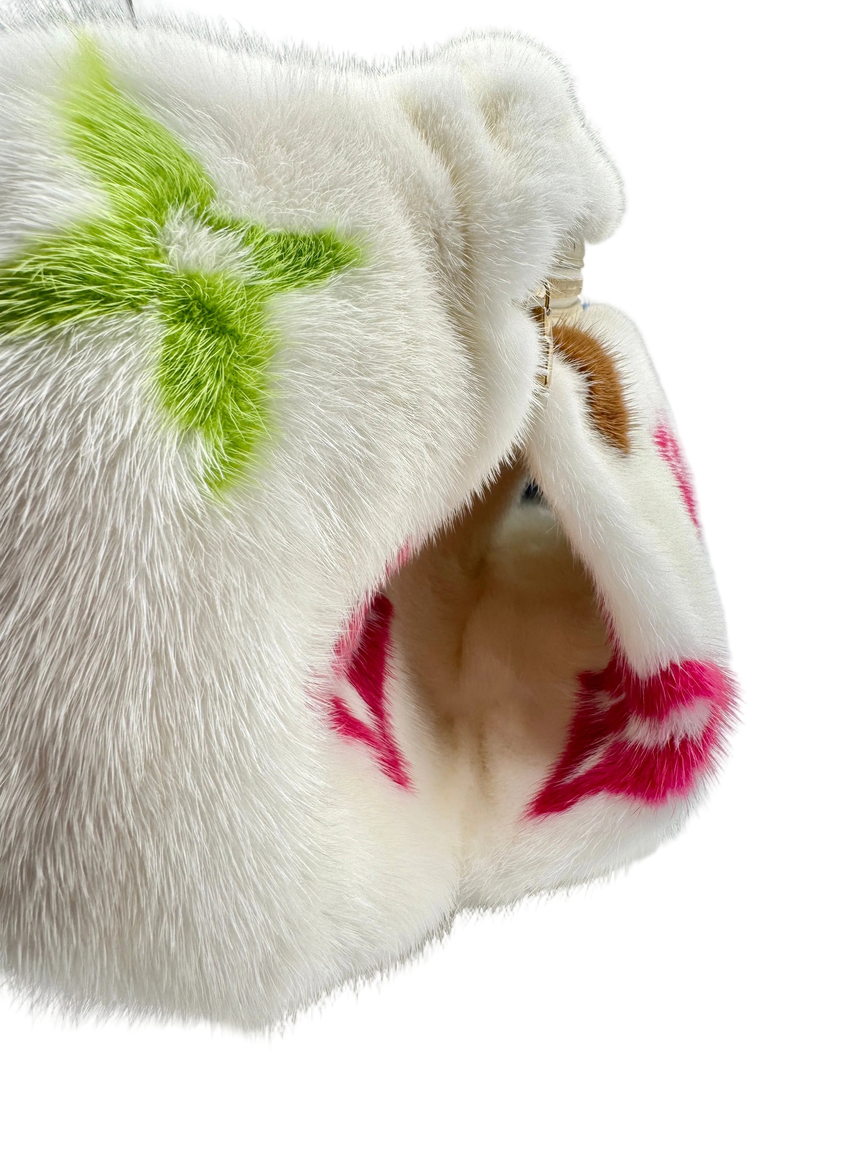 Louis Vuitton X Takashi Murakami White Mink Bumbag With Ostrich and Multicolors Monogram