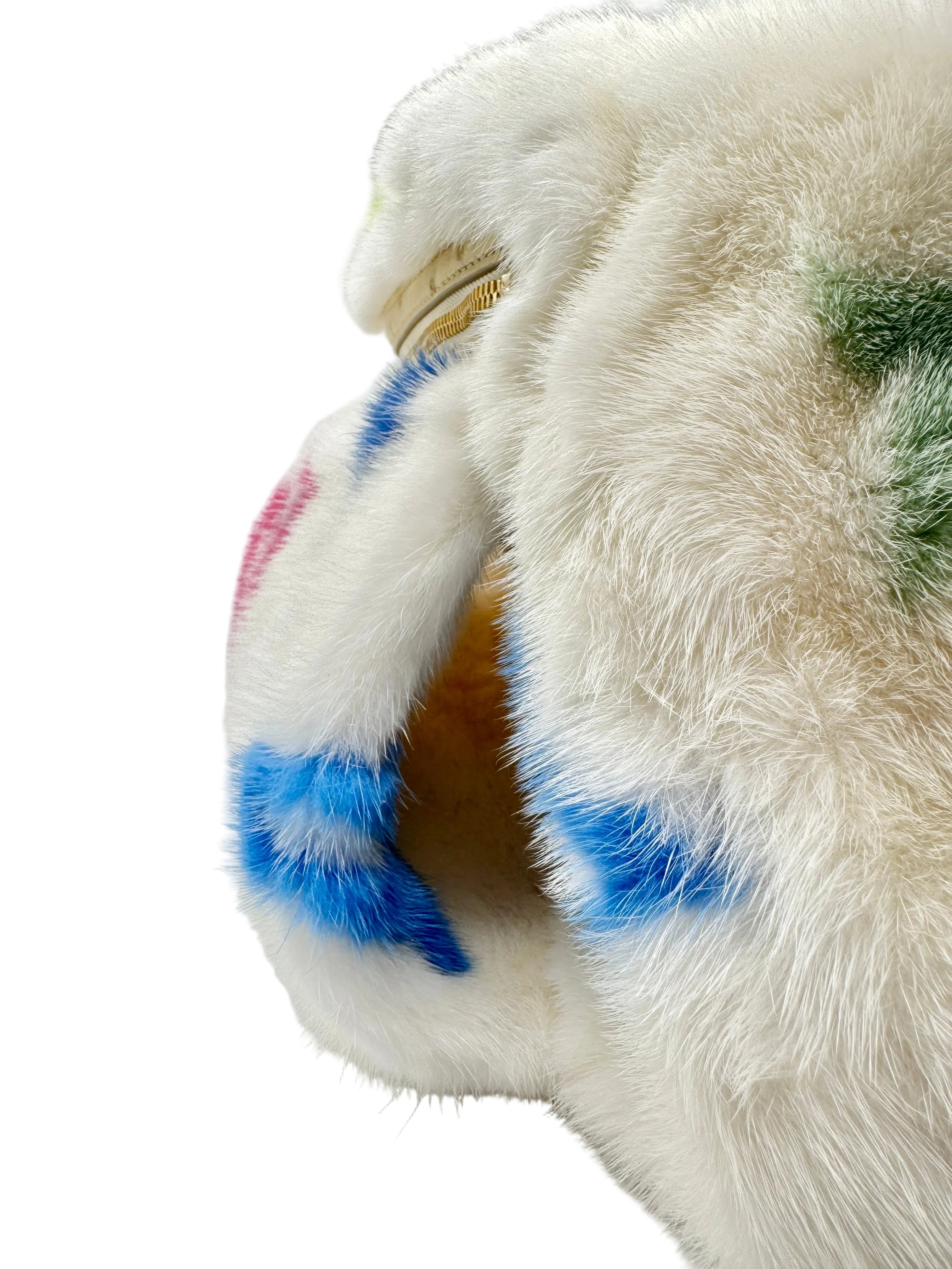Louis Vuitton X Takashi Murakami White Mink Bumbag With Ostrich and Multicolors Monogram
