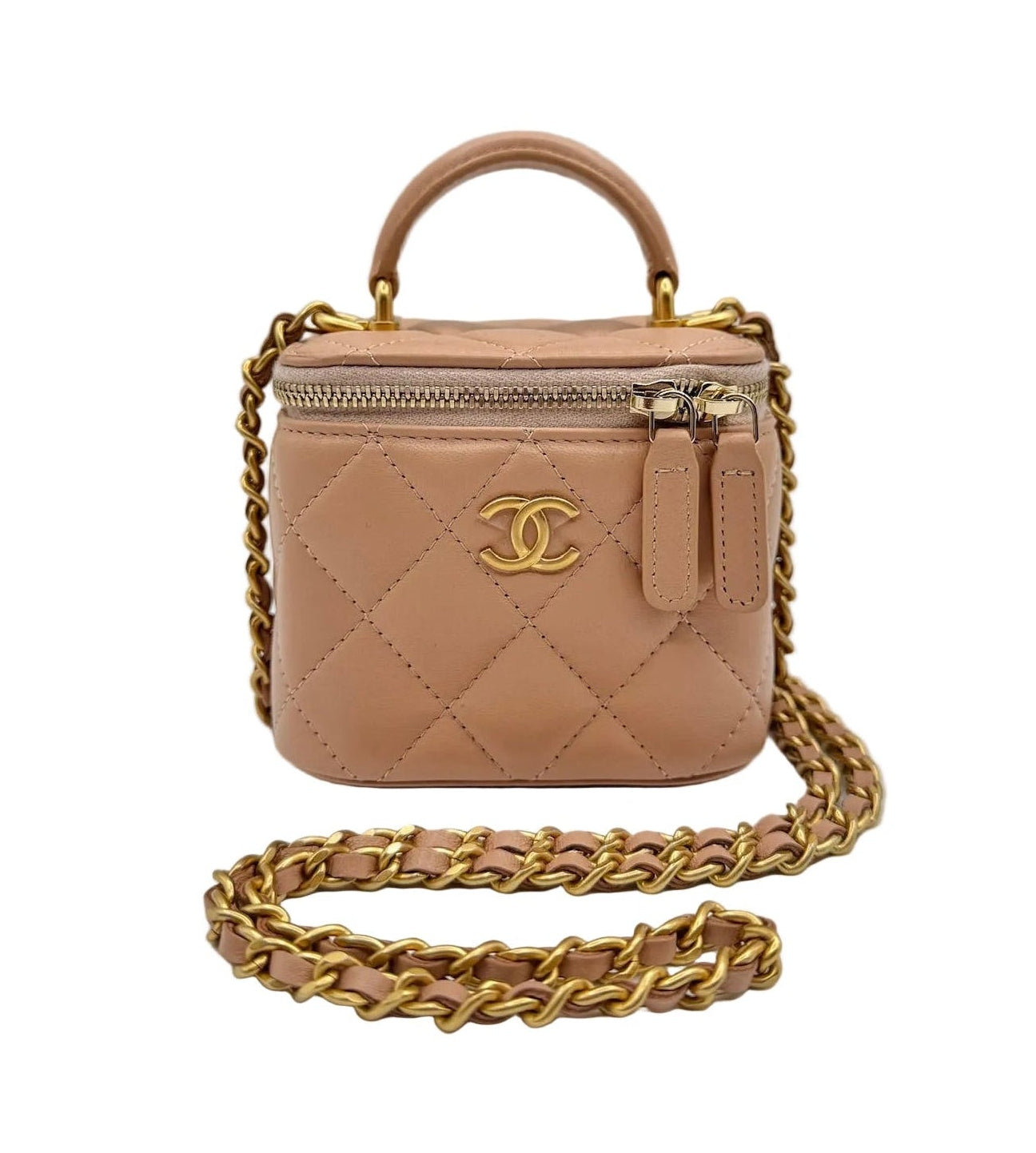 Chanel Beige Mini Top Handle Vanity Bag