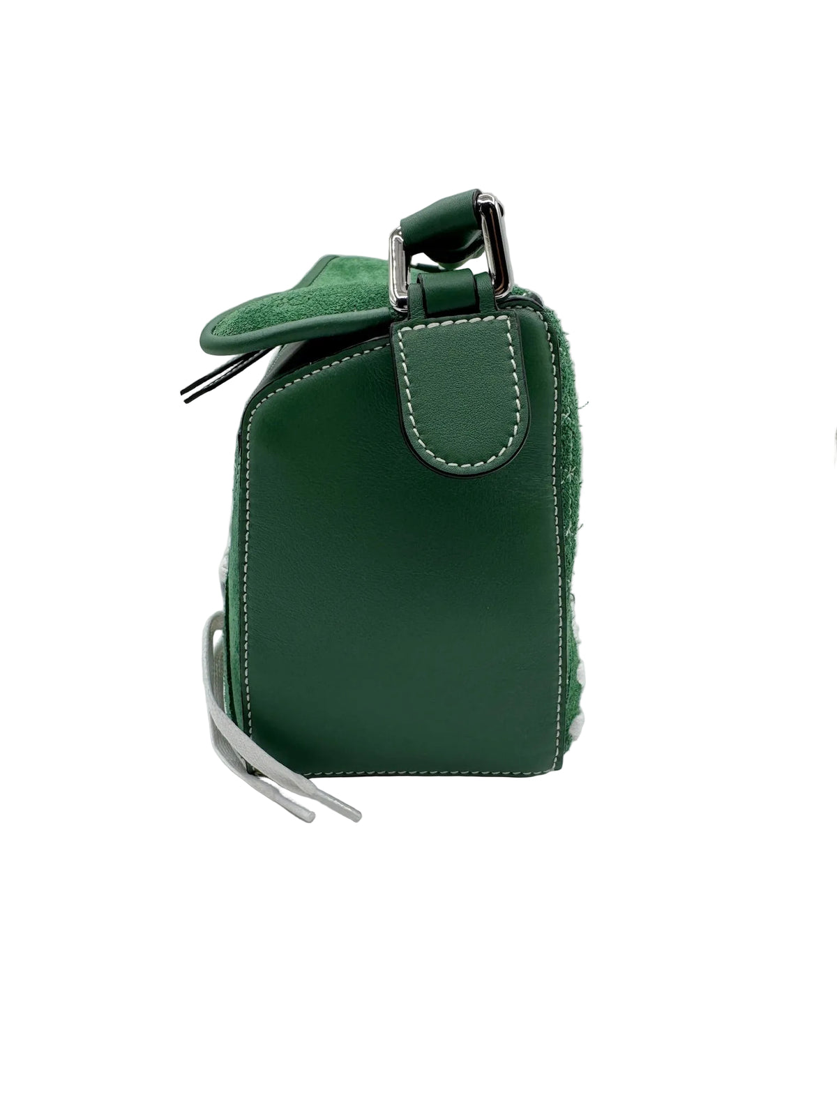 Loewe Green Suede Puzzle 10 Varsity Bag