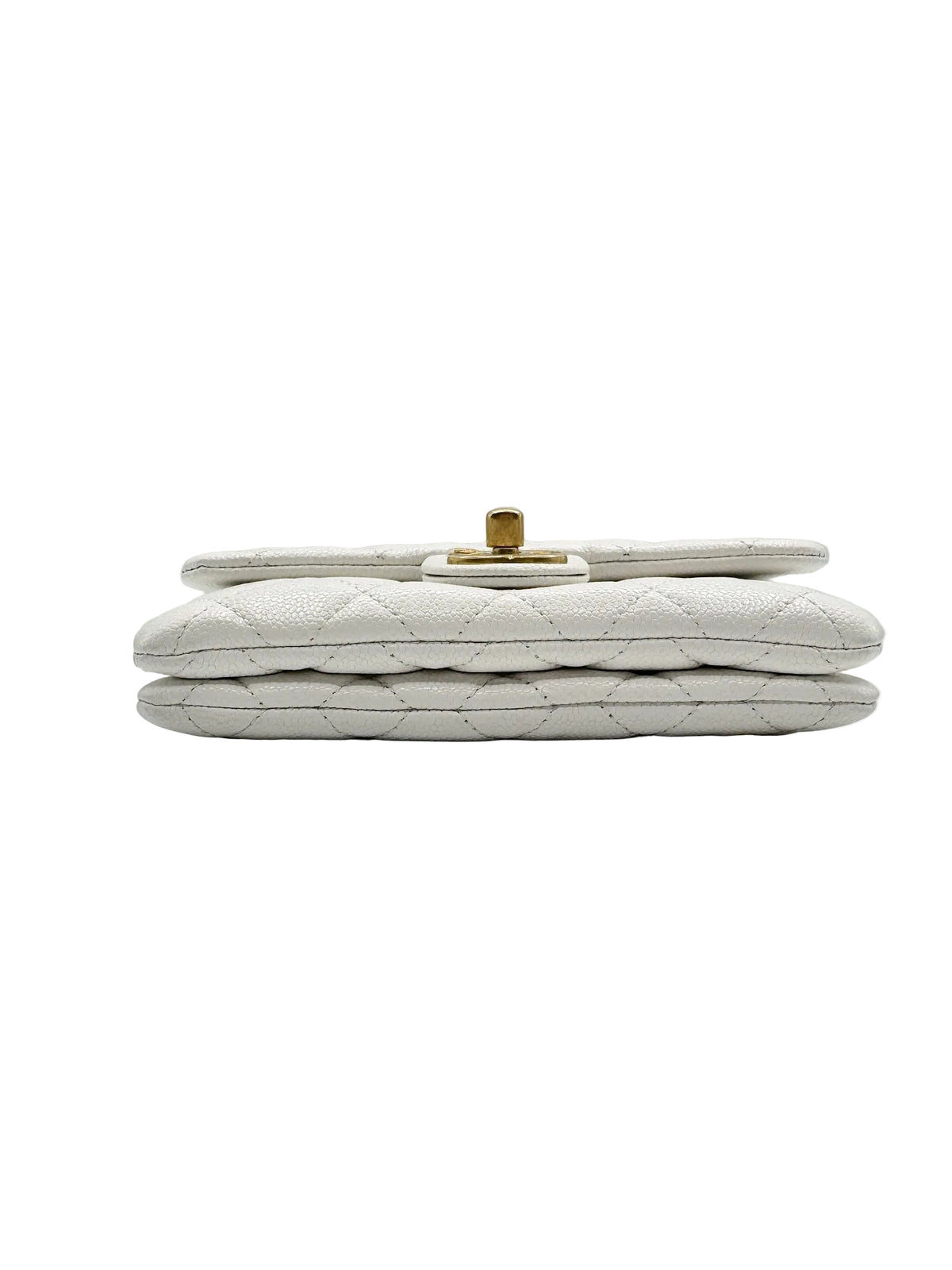 CHANEL White Leather Waist Bag with CC Belt Charm