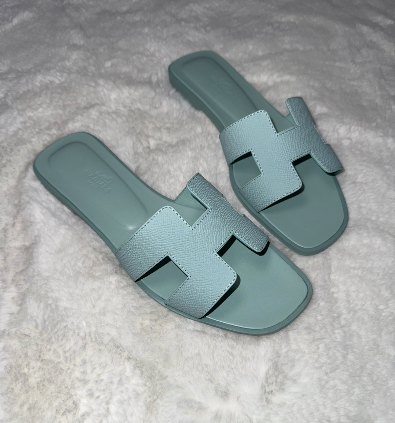 Hermès Vert Embrun Oran Sandals