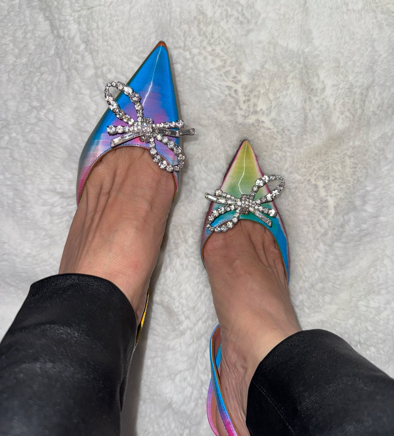 Amina Muaddi Rosie Multicolor Rainbow Slingback Heels