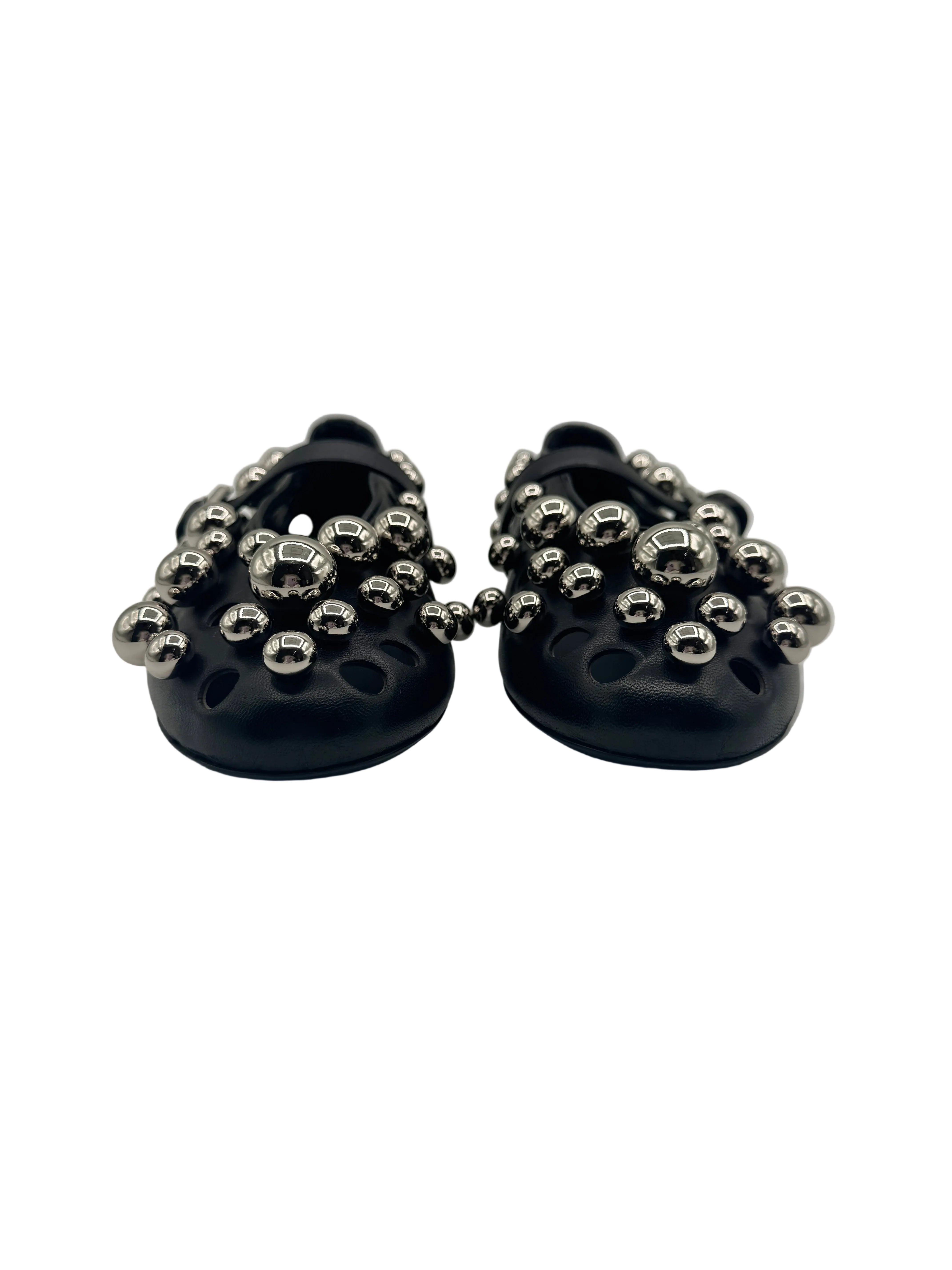 Alaïa Black Leather Silver Balls Ballet Flats