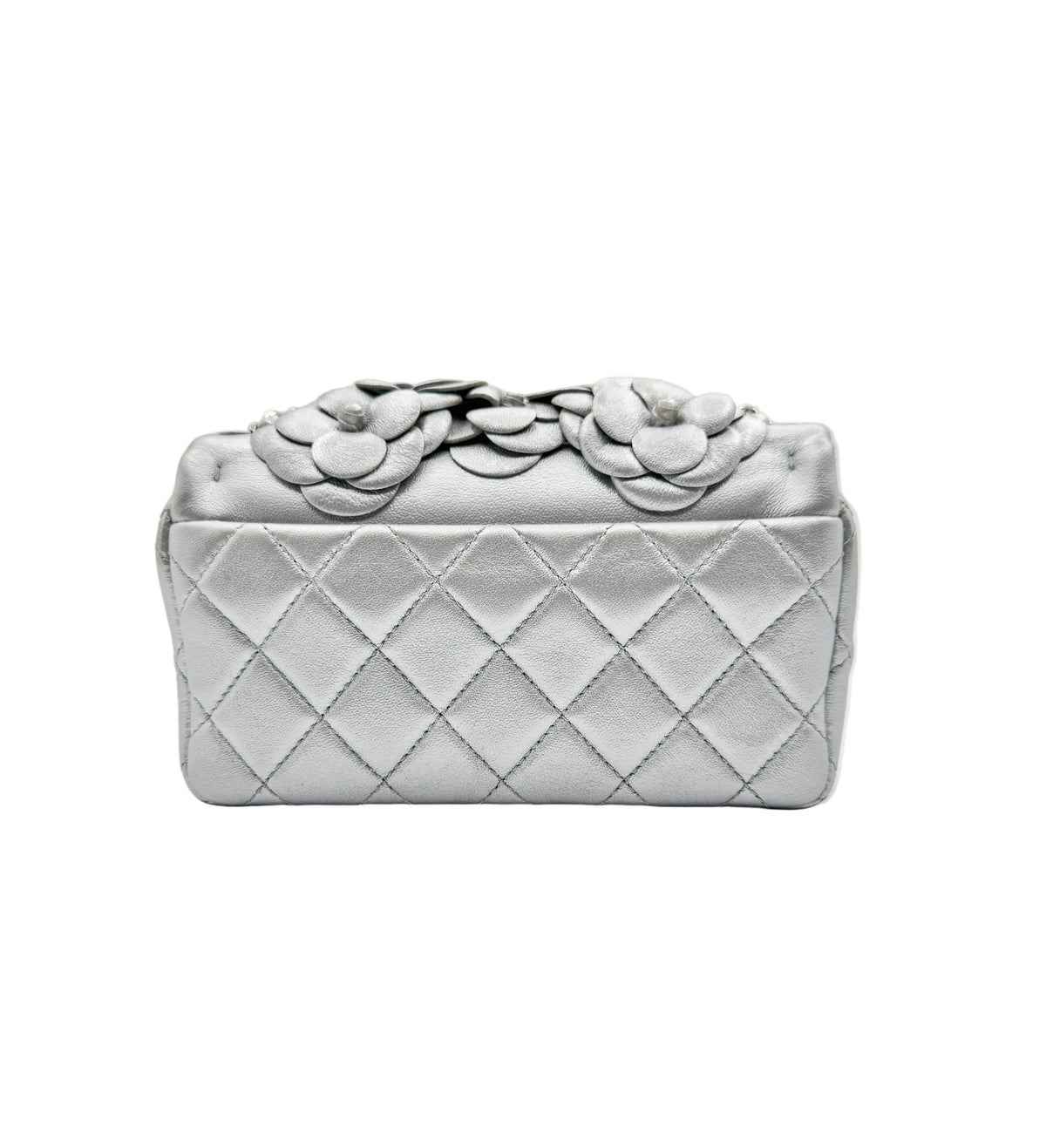 Chanel Silver Camellia Mini Flapbag