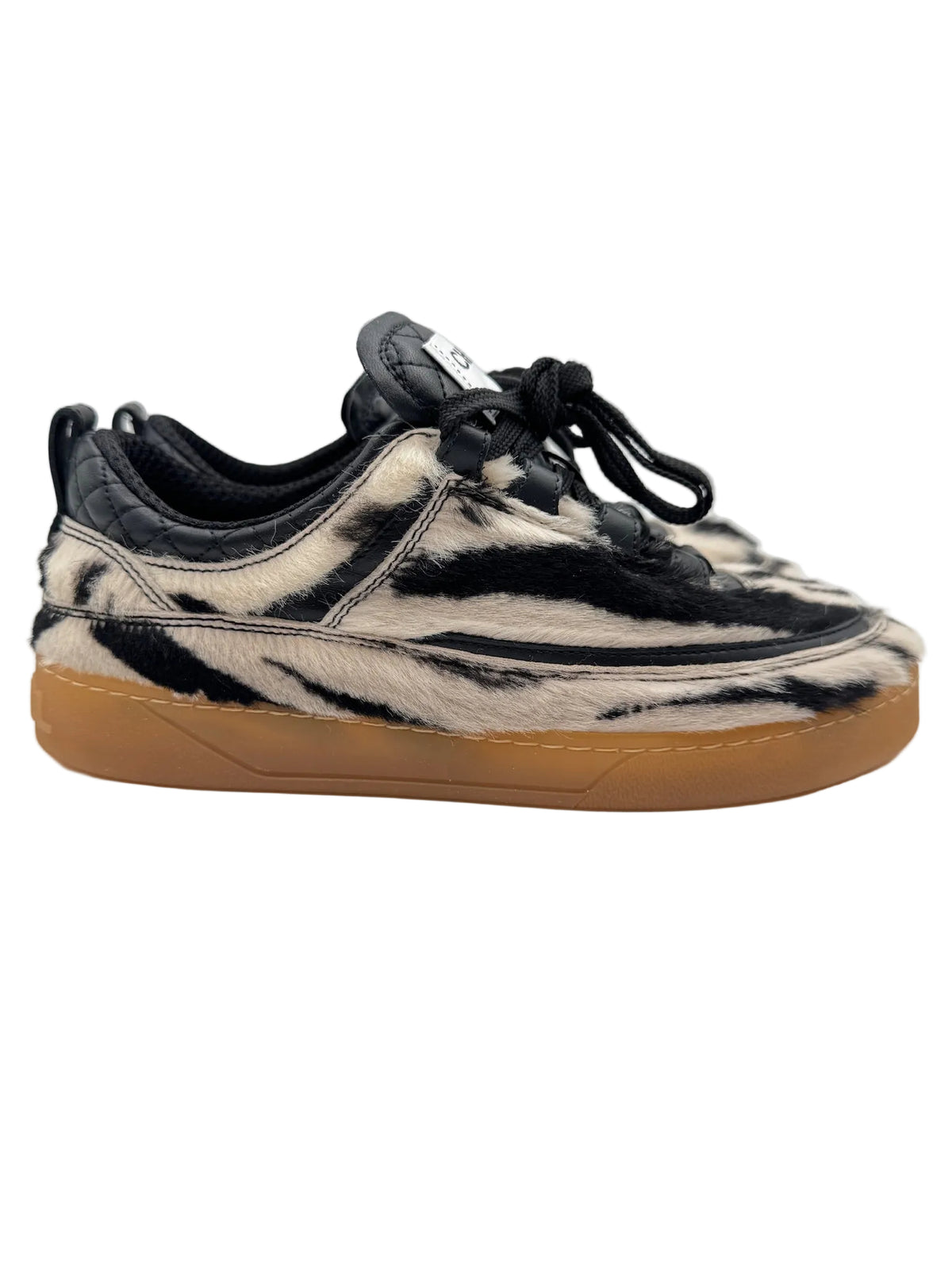 CHANEL Zebra Black and White Animal Print Sneakers
