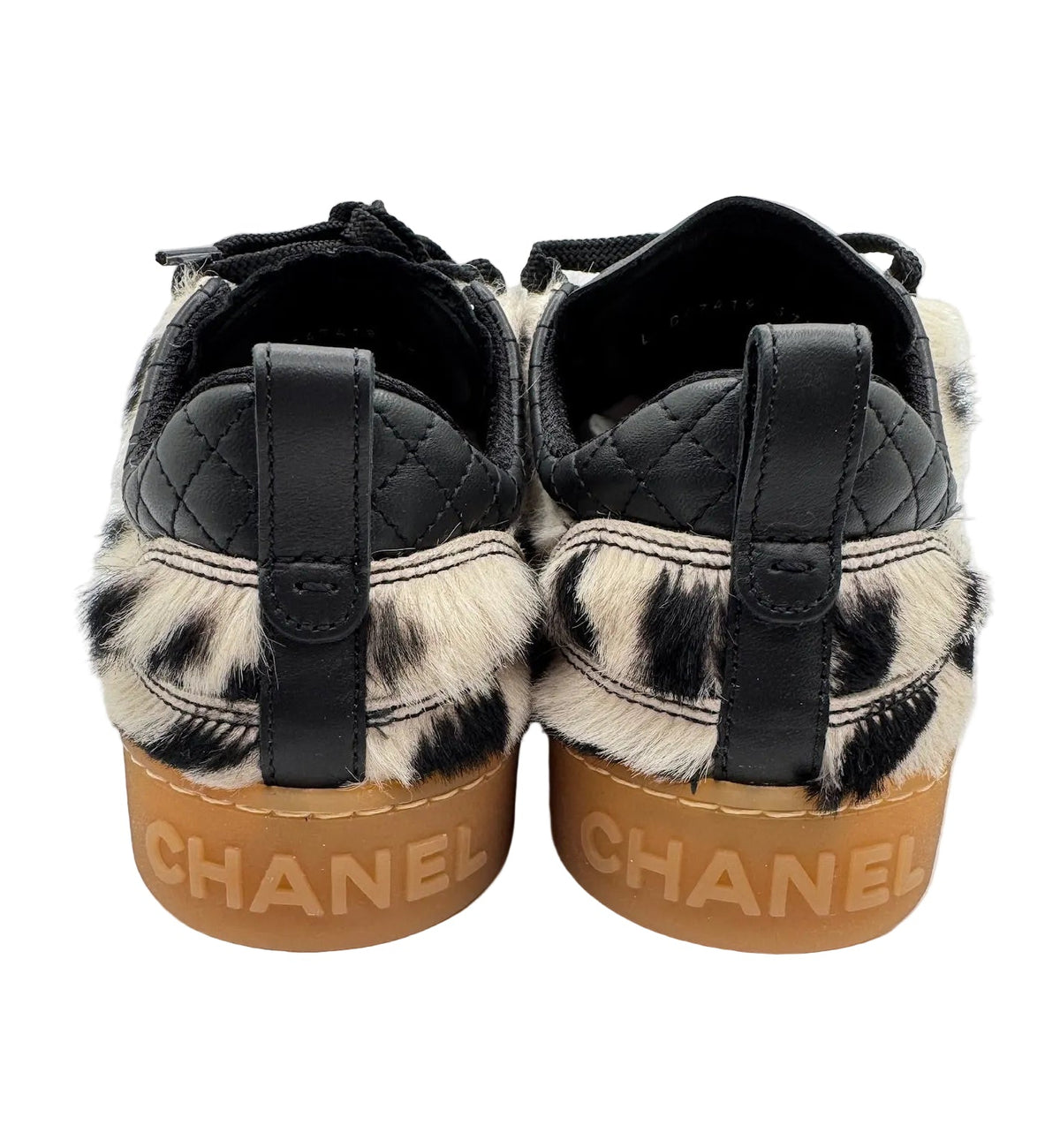 CHANEL Zebra Black and White Animal Print Sneakers