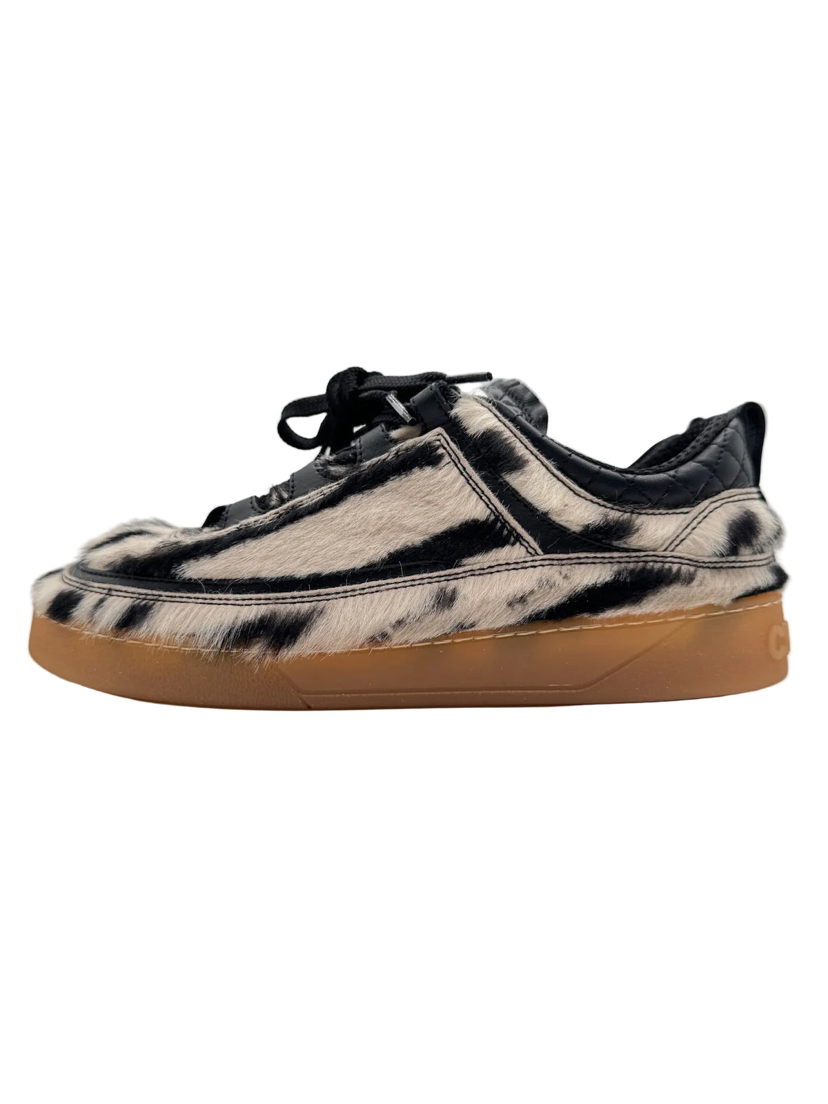 CHANEL Zebra Black and White Animal Print Sneakers