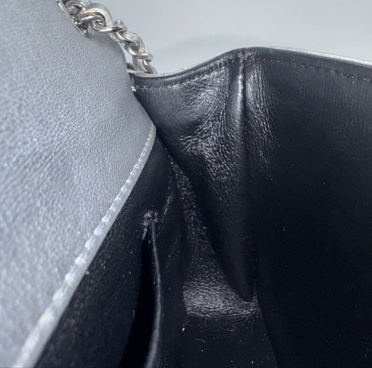 Chanel Silver Camellia Mini Flapbag