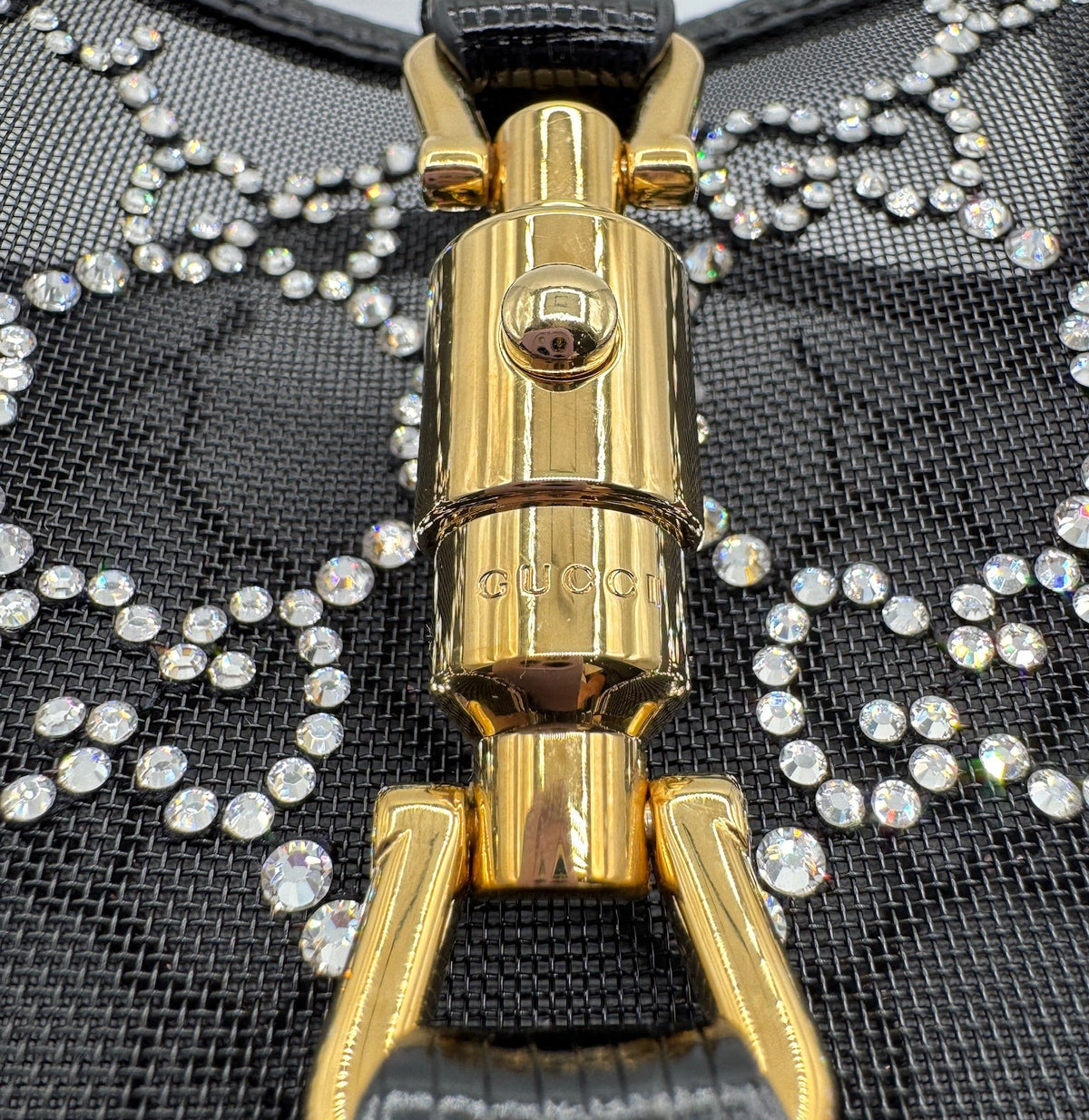 Gucci Mini Jackie Black Lizard Bag with GG Crystals