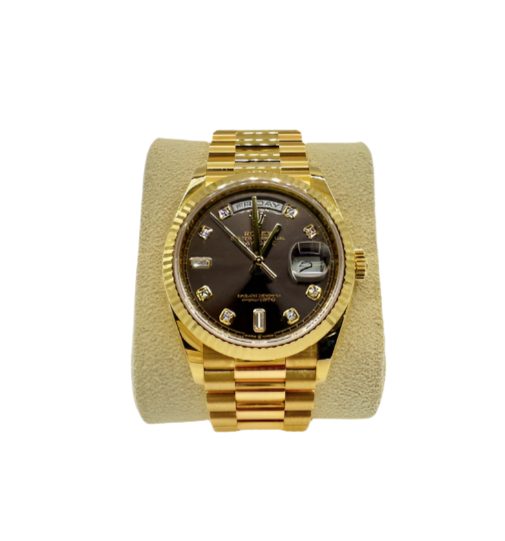Rolex 36MM Day Date Yellow Gold and Dark Gray Dial with Diamonds