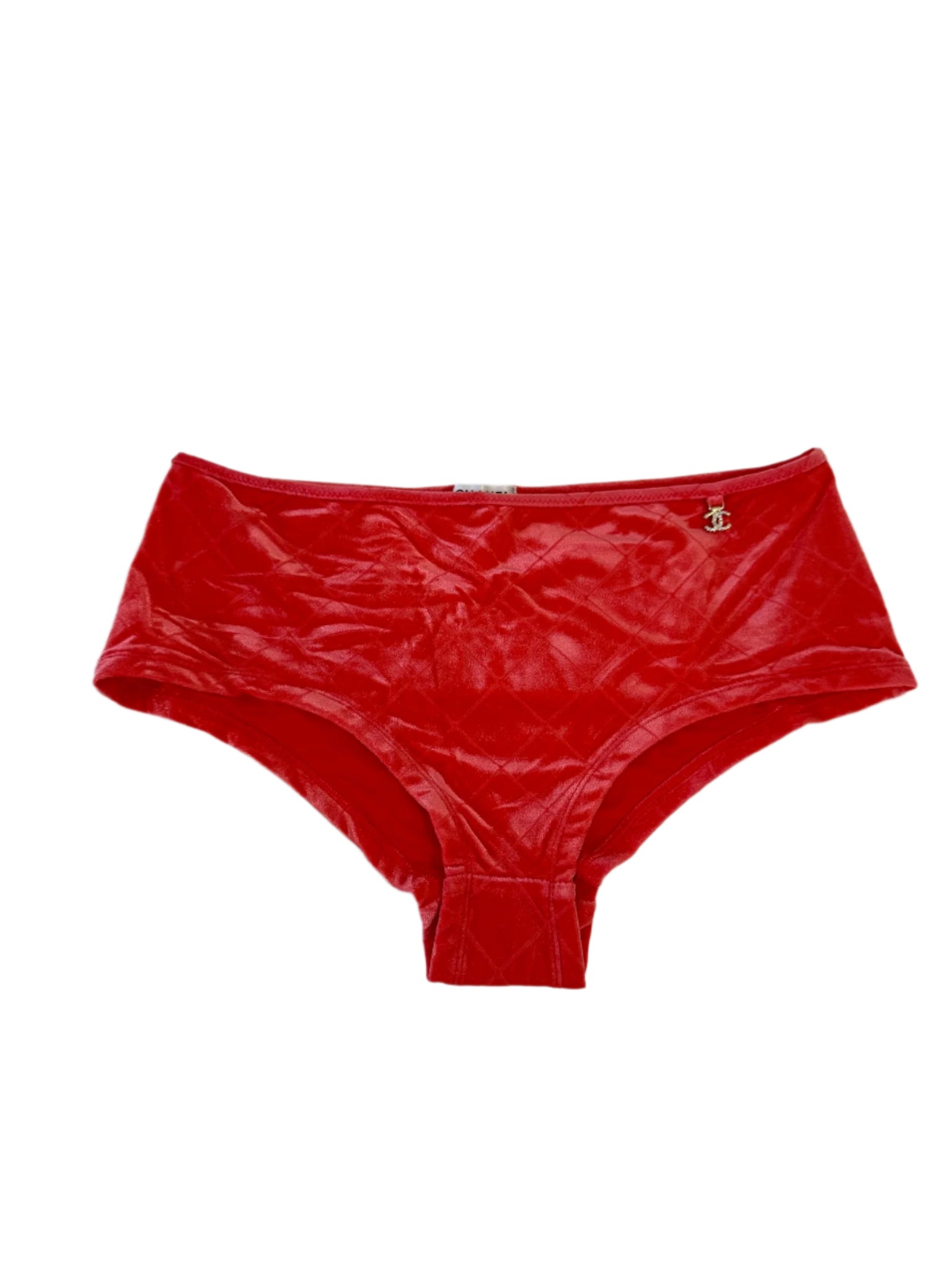 Chanel Coco Beach Coral Red Bikini Top and Bottom Set