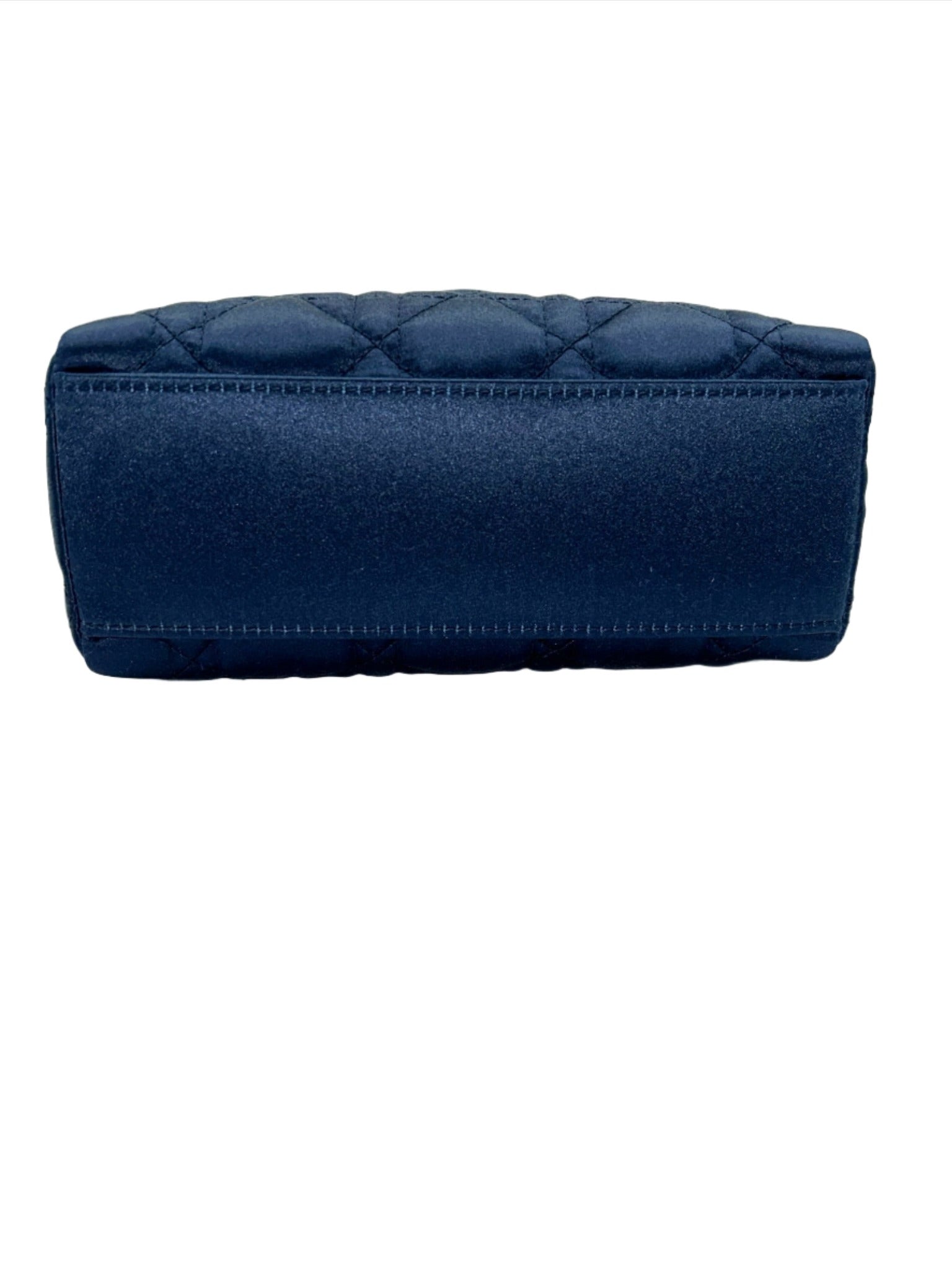 Dior Limited Edition Exclusive Princess Diana Lady Dior Blue Satin Bag with Dior Crystalized Charms and Detachable Strap